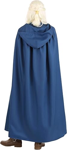 Vista 2 de Adult Blue Fiery Dragon Queen Costume for Women Wrap Dress with Hooded Cape Halloween Cosplay Outfit