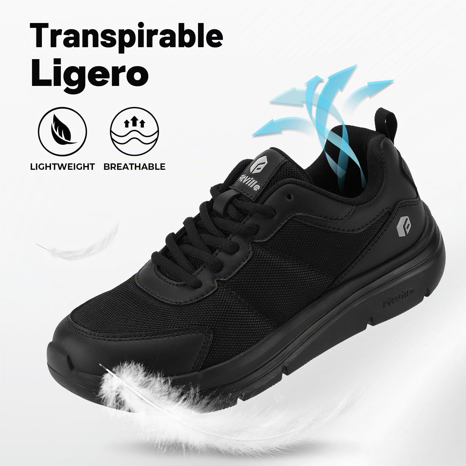FitVille Zapatillas Caminar Hombre Extra Anchas Zapatos Hombre Casuales Sneakers Comodos Calzado Deporte Hombre Transpirables