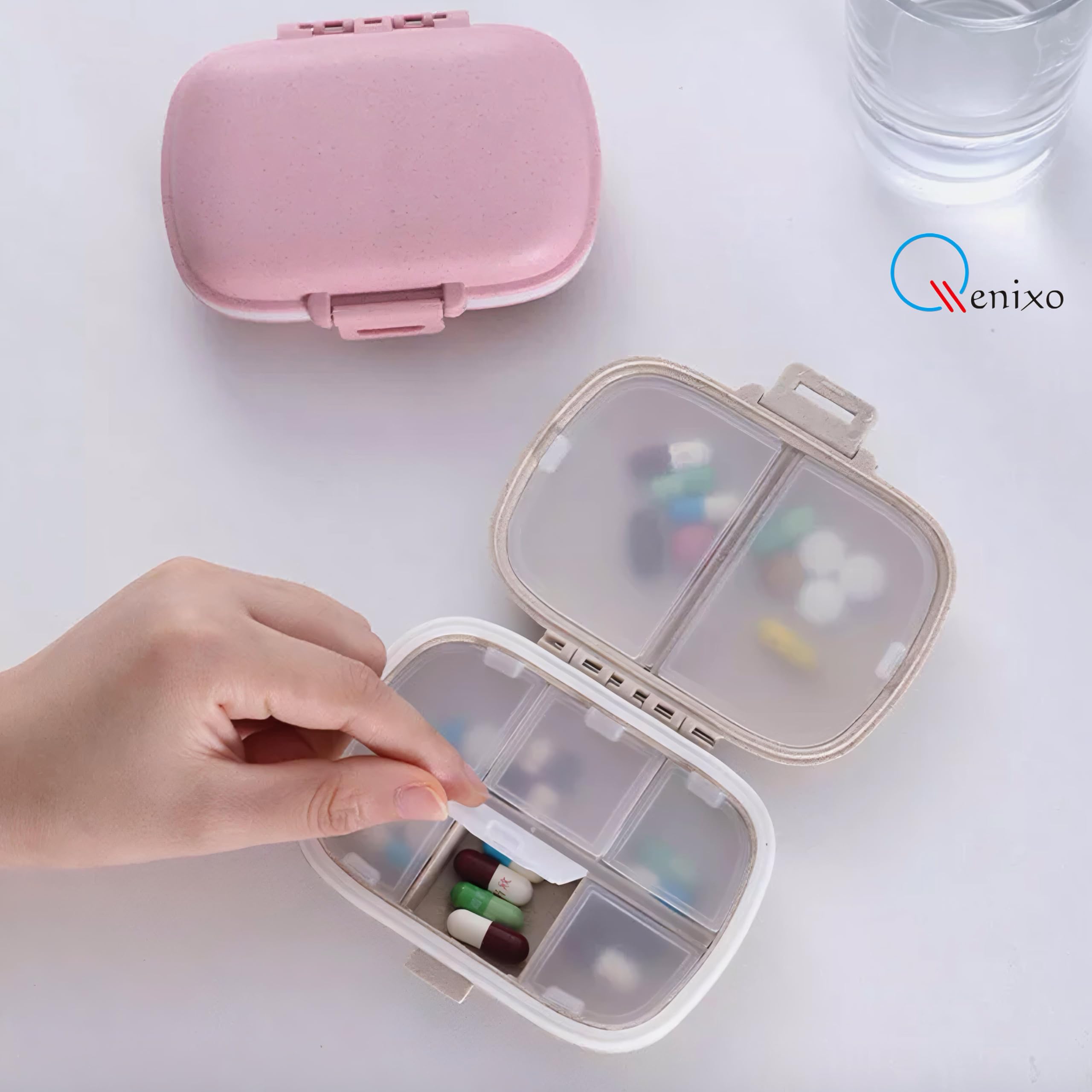 Qenixo® Weekly Pill Organizer 4 Times A Day, 7-Day, Monthly Medication Organizer 28 Days Dispenser Pill Boxes Large Compartments Moisture-Proof Case Medication Reminder Portable Travel Compartments,Travel Kits,Dust-Proof Box (Multicolor, 4 times) (color) 1