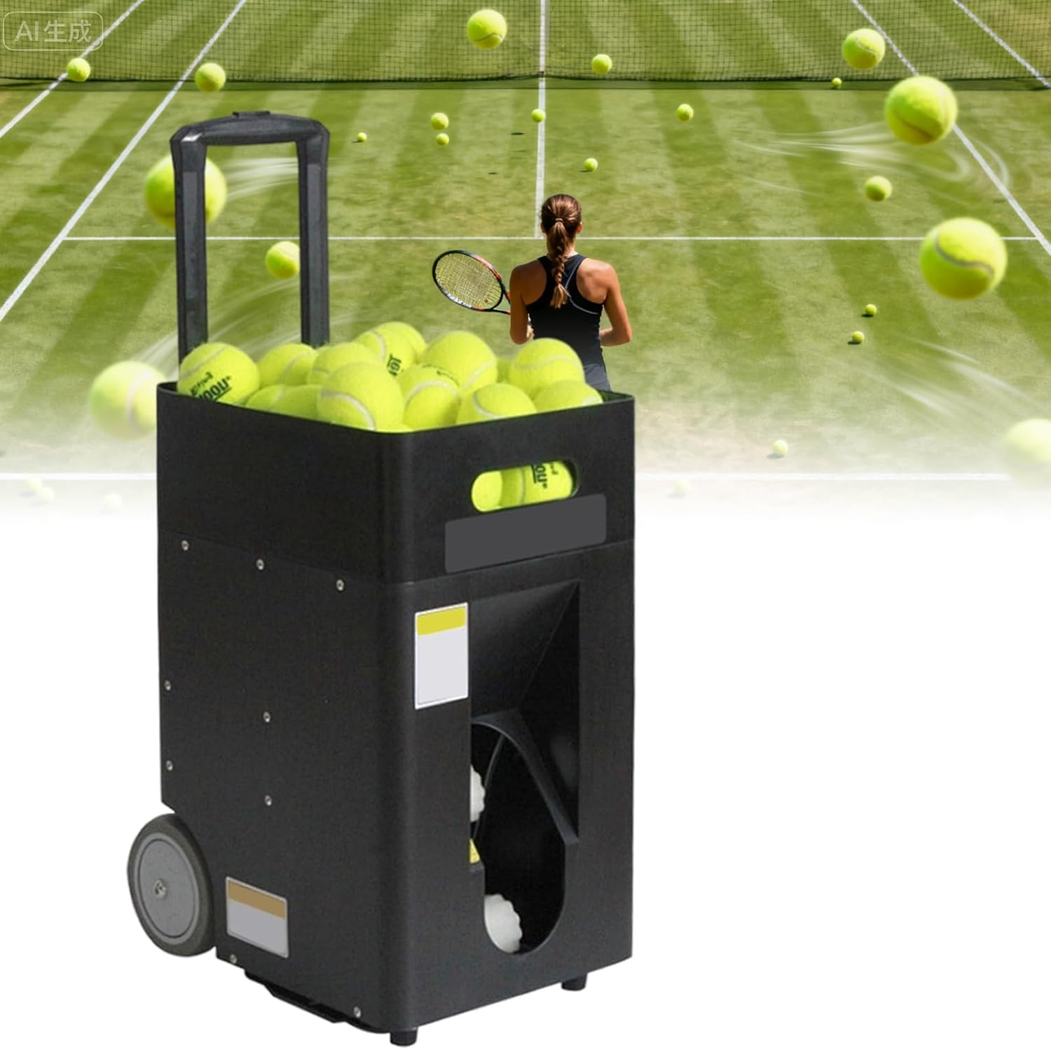 Indoor Tennis Ball Machine, Adjustable Speed and Angle, 60km/h (37.3mph), Tennis Practice Machine, APP & Remote-Controlled, 50 Ball Capacity, Great for Training Adults, Children