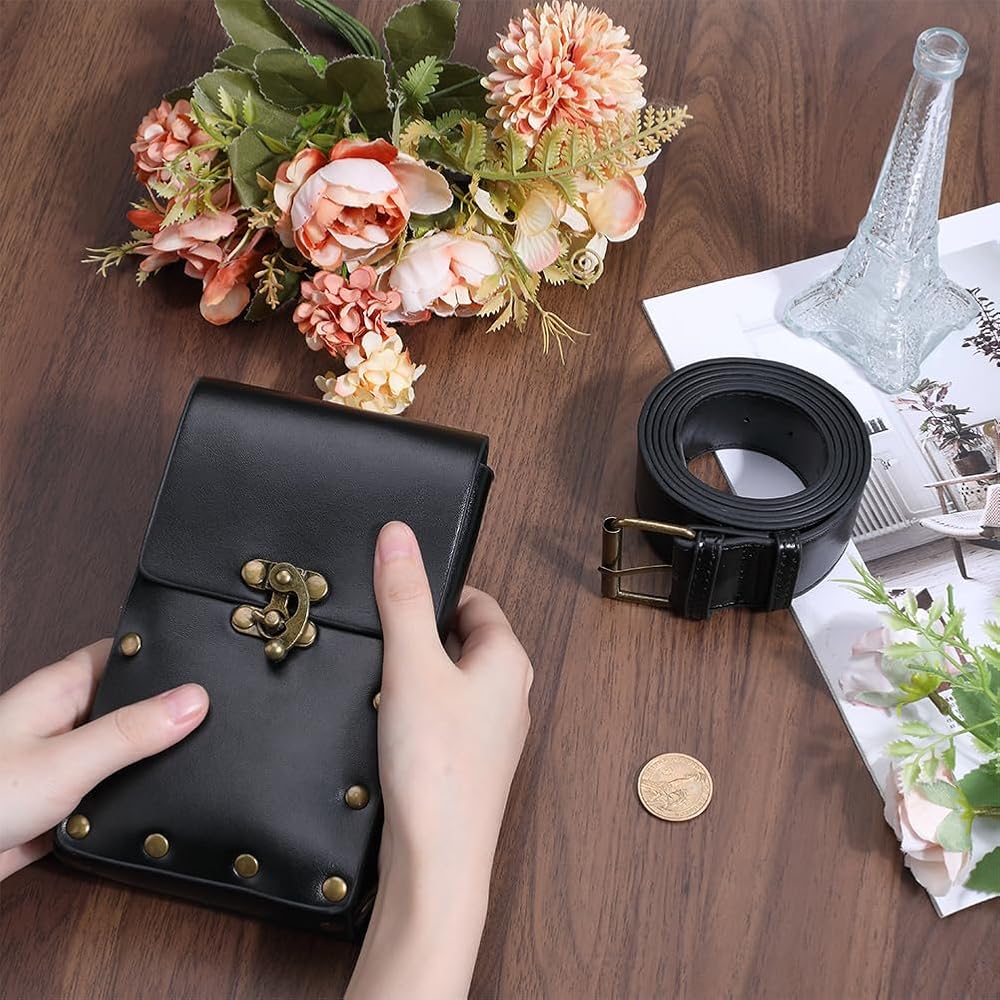 Marsupio Vintage In Pelle Steampunk - Custodia Porta Cellulare Da Cintura, Borse Tasca Per Escursionismo E Fiere Medievali