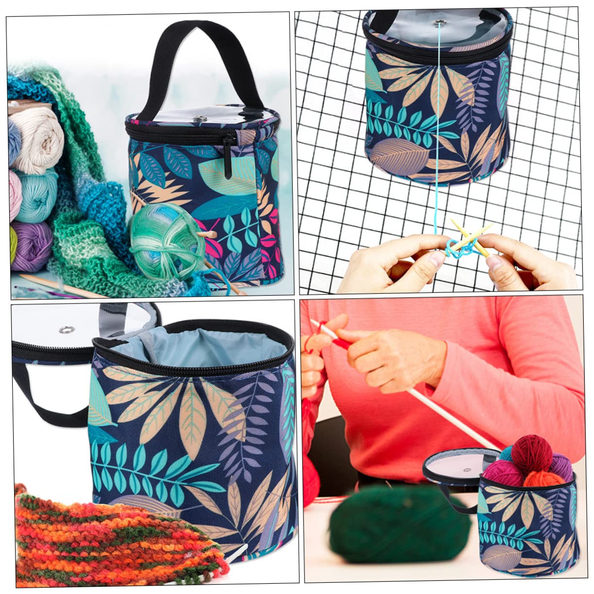 NUOBESTY Bolsa De Almacenamiento De Lana De 4 Piezas Bolso De Ganchillo De Tela Oxford De Viaje