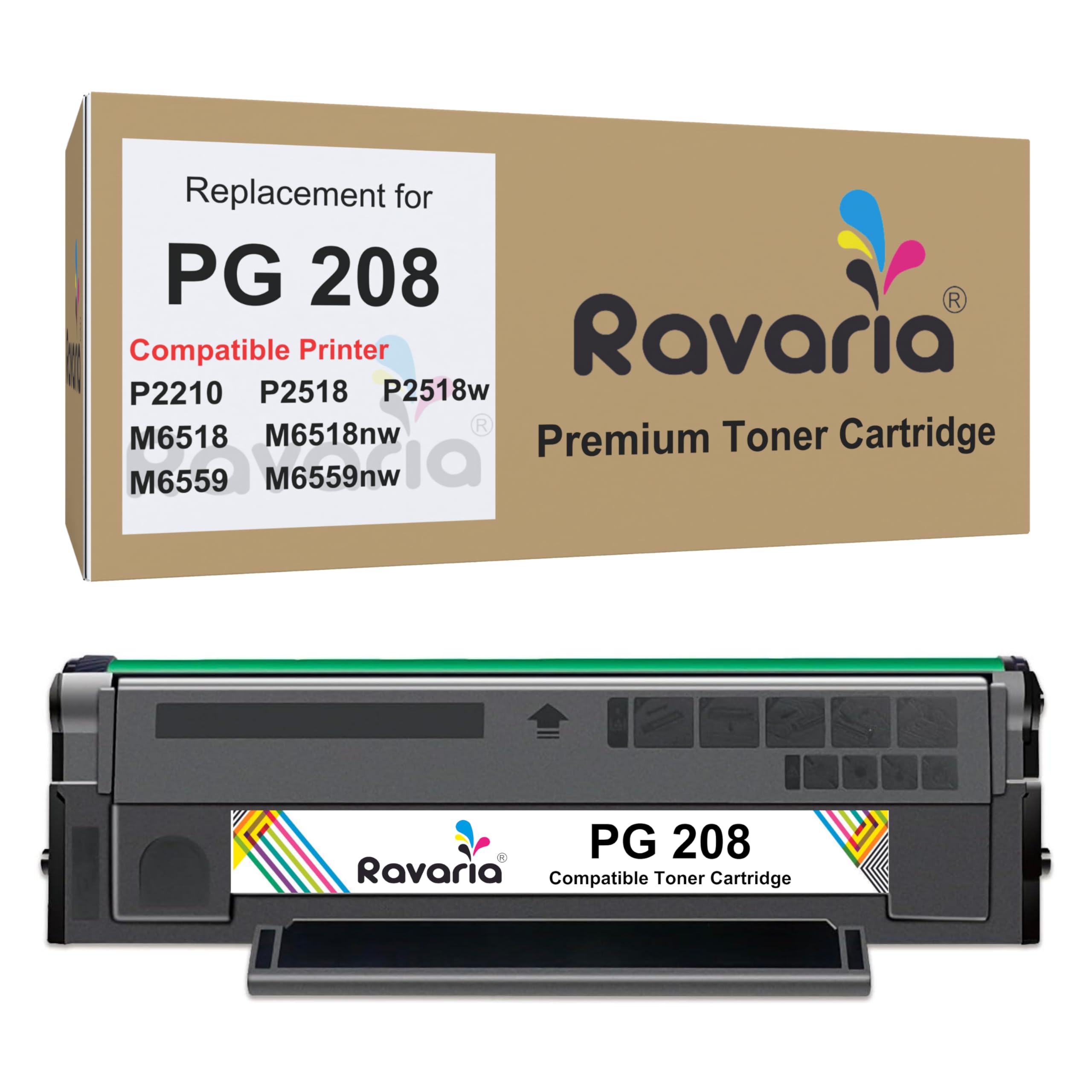 Ravaria Compatible Toner Cartridge for PG208K / 208k / 208kev Supported Printer P2210 P2518 P2518w M6518 M6518nw M6559 M6559nw (Ravaria PG 208 KEV Toner Cartridge Pack of 1)