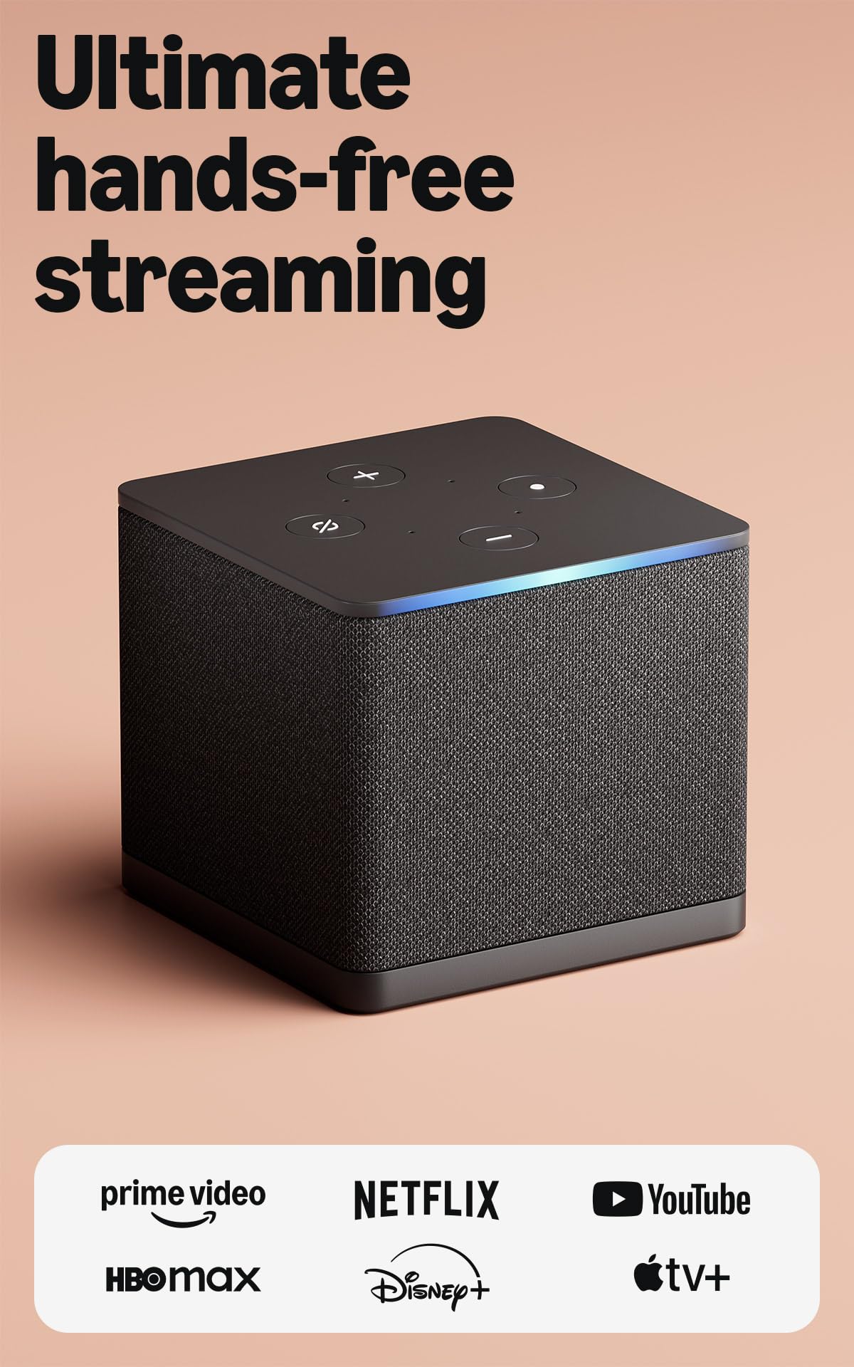 Amazon Fire TV Cube, with AI-powered Fire TV Search, Hands-free streaming device with Alexa, Wi-Fi 6E, 4K Ultra HD