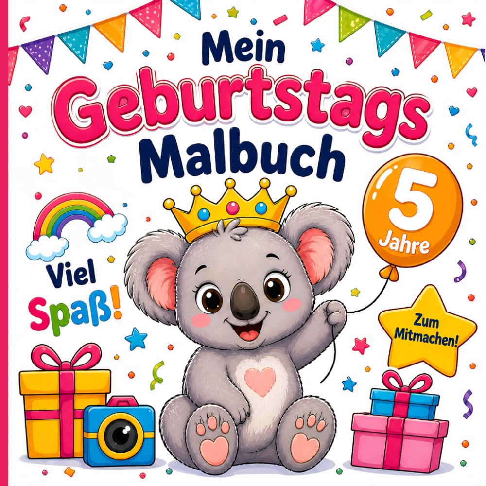 Malbuch 5. Geburtstag Kinder – Mitmachbuch zum Ausmalen, Eintragen & Gestalten: Geschenk zum 5. Geburtstag für Mädchen und Jungen – Kreatives ... Beschäftigung für den Kindergeburtstag