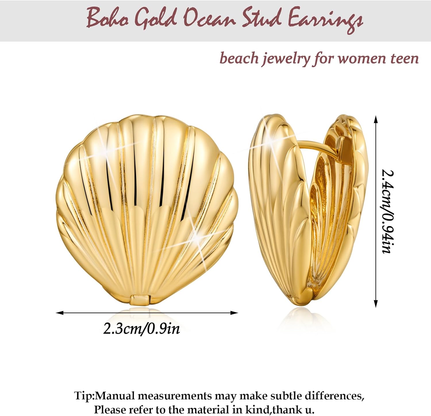 Boho Ocean Stud Earrings for Women,Starfish Shell Conch Earrings Trendy Sea Snail Stud Earrings Statement Beach - Image 7