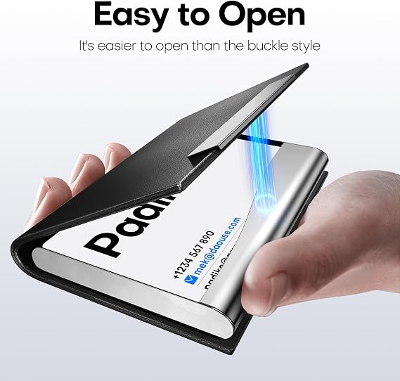 Padike Business Card Holder/ Case Professional PU Leather & Stainless Steel Multi Wallet Credit Card ID Case/Holder for Men & Women. (Black)
