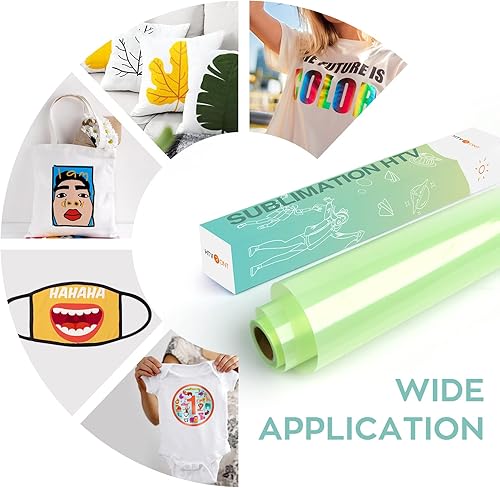 Vista 17 de HTVRONT Sublimación HTV para tela oscura/tela clara, vinilo de sublimación brillante de 12 pulgadas x 5 pies, espacios en blanco de sublimación
