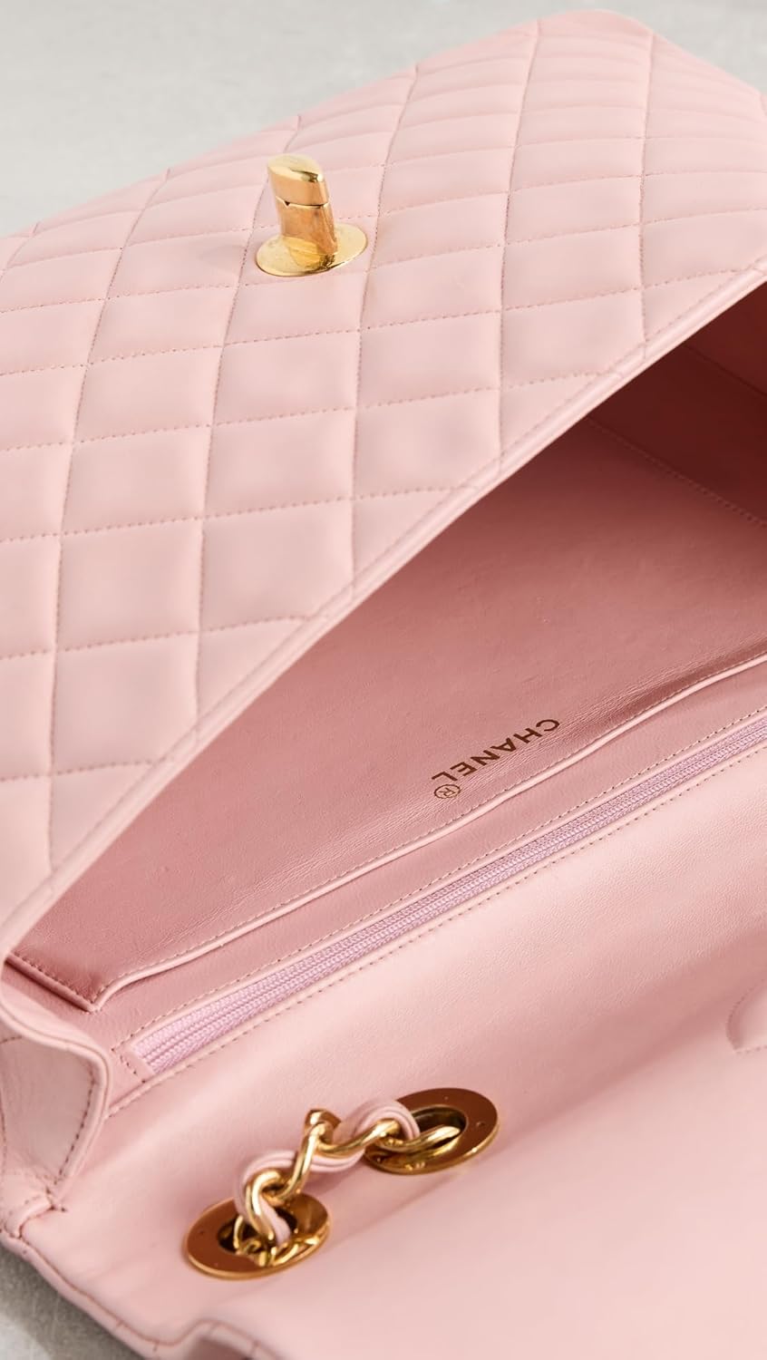 CHANEL What Goes Around Comes Around Women's Pre-Loved Pink Lambskin Half Flap Jumbo Bag - Image 6