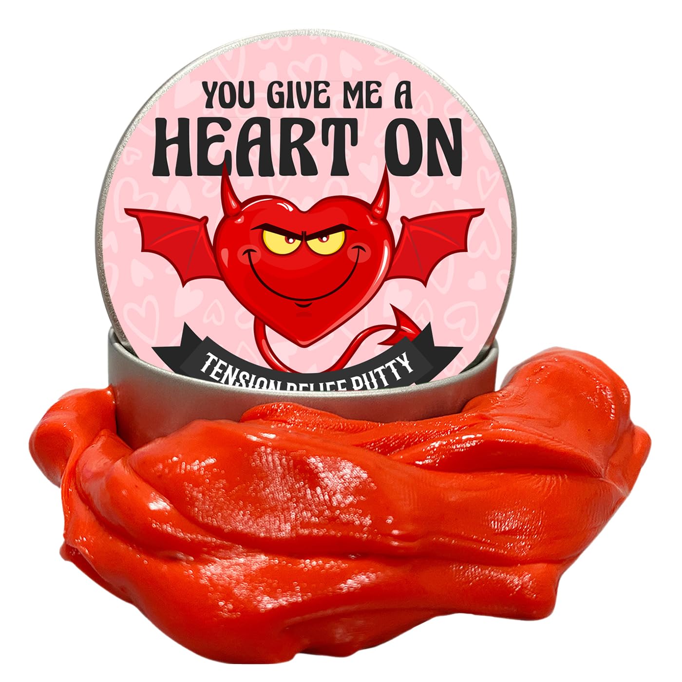 Heart On Funny Stress Putty - Hilarious Gag Gift for Adults - Stress Relief Therapy Dough for Creative Play - Fun Stocking Stuffer for Couples, Him or Her - Red Fidget Toy