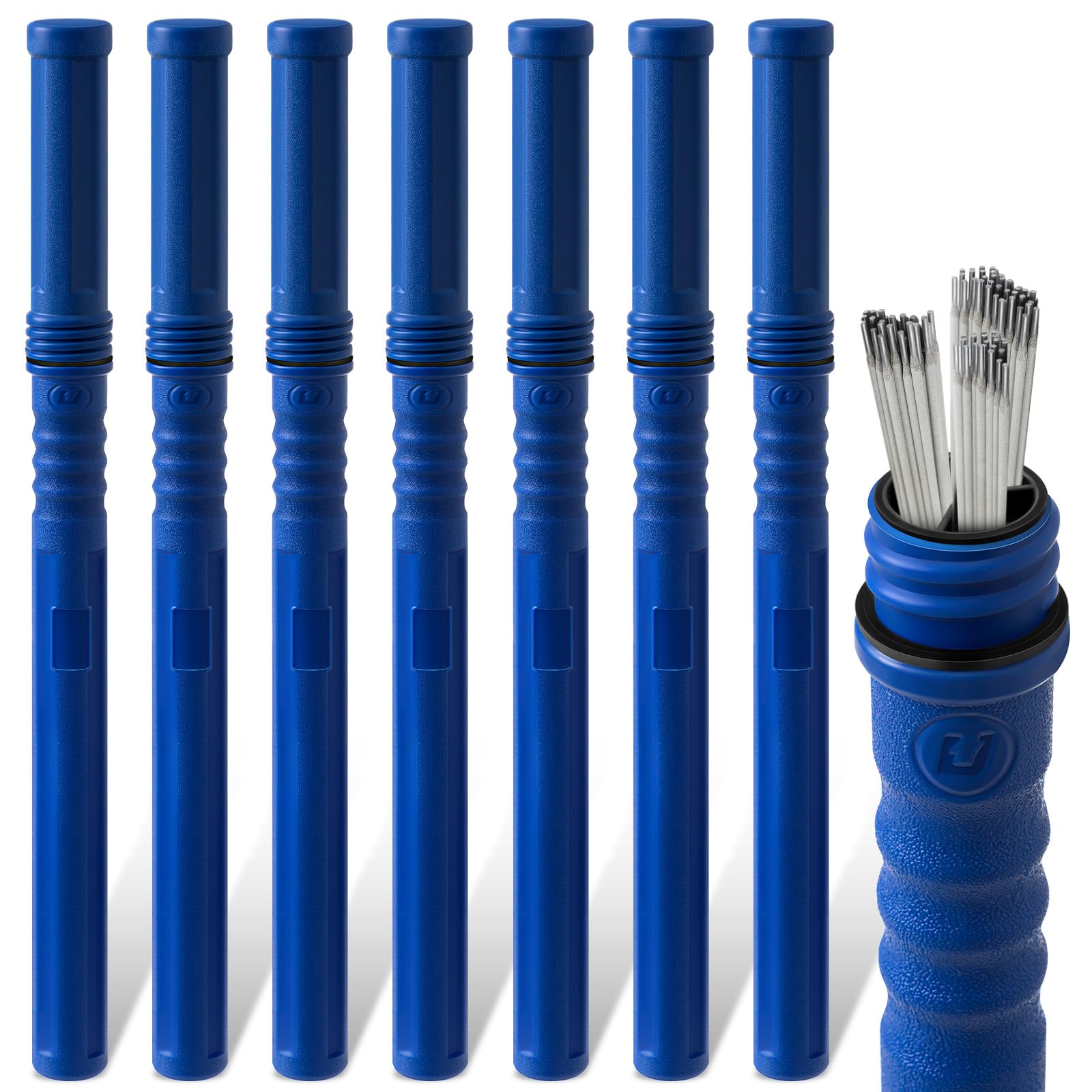Tandefio 8 Pcs Welding Rod Storage Tube 40 Inch Tig Rod Storage Canisters Welding Electrode Holder Airproof Waterproof Container(Blue)