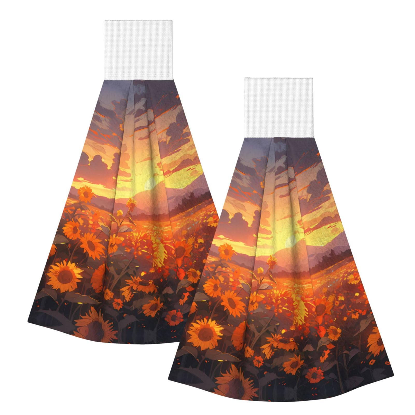 Yellow sunflowers at sunset Highly Absorbent Dish Towels Soft Coral Fleece Wipe