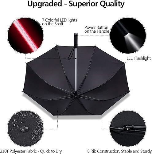 Vista 2 de Paraguas con diseño de espada láser Bestkee luz LED de 7 colores empuñadura integrada en la parte inferior