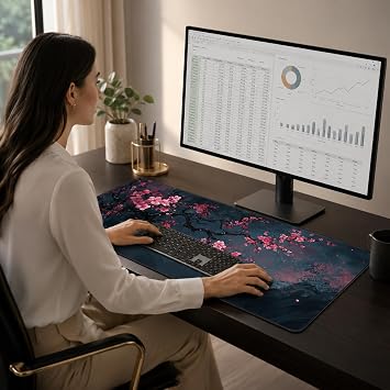 McStorey ZEN XXL Oyuncu Mouse Pad 90x40 cm 3mm Dikişli Kenar Kaymaz Taban Büyük Masaüstü Mouse Pad Gaming Mousepad Ofis ve Çalışma Masası Japon Temalı Sakura Koleksiyonu