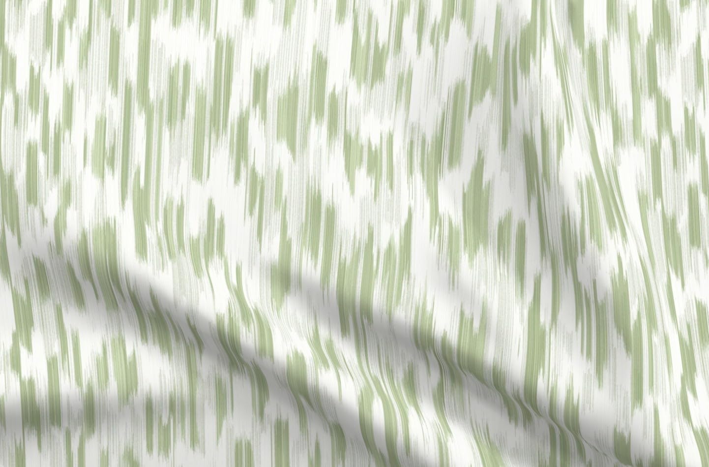 Spoonflower Fabric - Green Ikat Modern Spring Modern Farmhouse Cottagecore Simple Lines Printed on Petal Cotton Fabric Fat Quarter - Sewing Quilting Apparel Crafts Decor