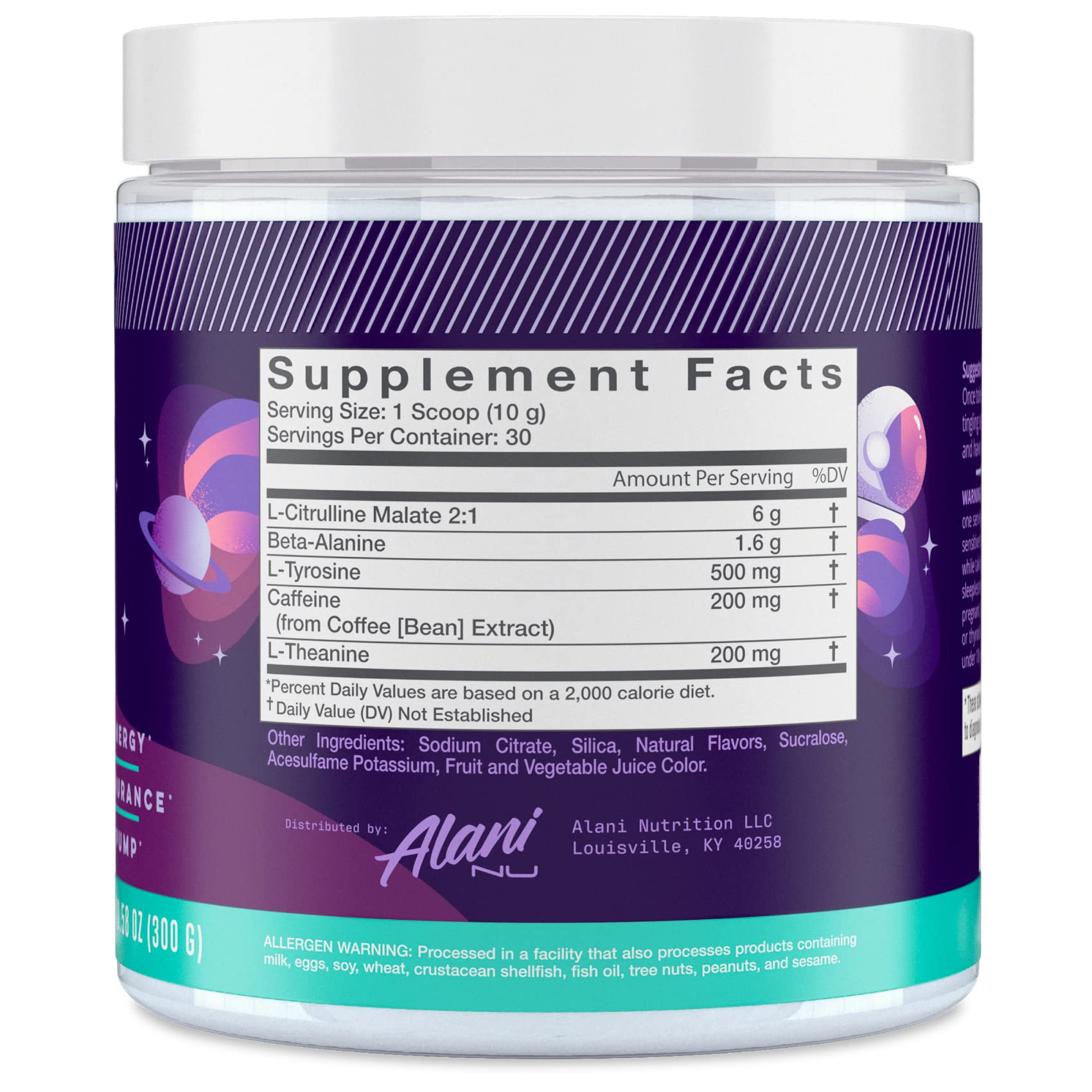 Alani Nu Pre Workout Powder Cosmic Stardust | Amino Energy Boost | Endurance Supplement | Sugar Free | 200mg Caffeine | L-Theanine, Beta-Alanine, Citrulline | 30 Servings — Amazon image 2