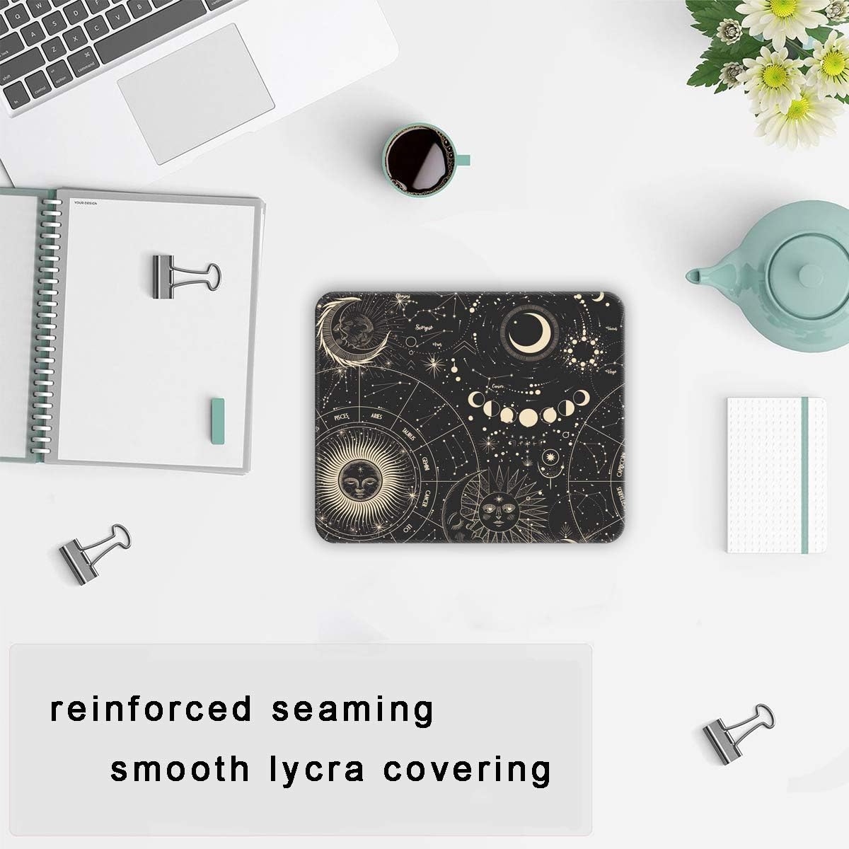 DOOKE Gaming Mouse Pad, Cute Rectangle Mouse Mat with Anti Slip Rubber Water-Resistant Surface for Desktops Moon Eclipse