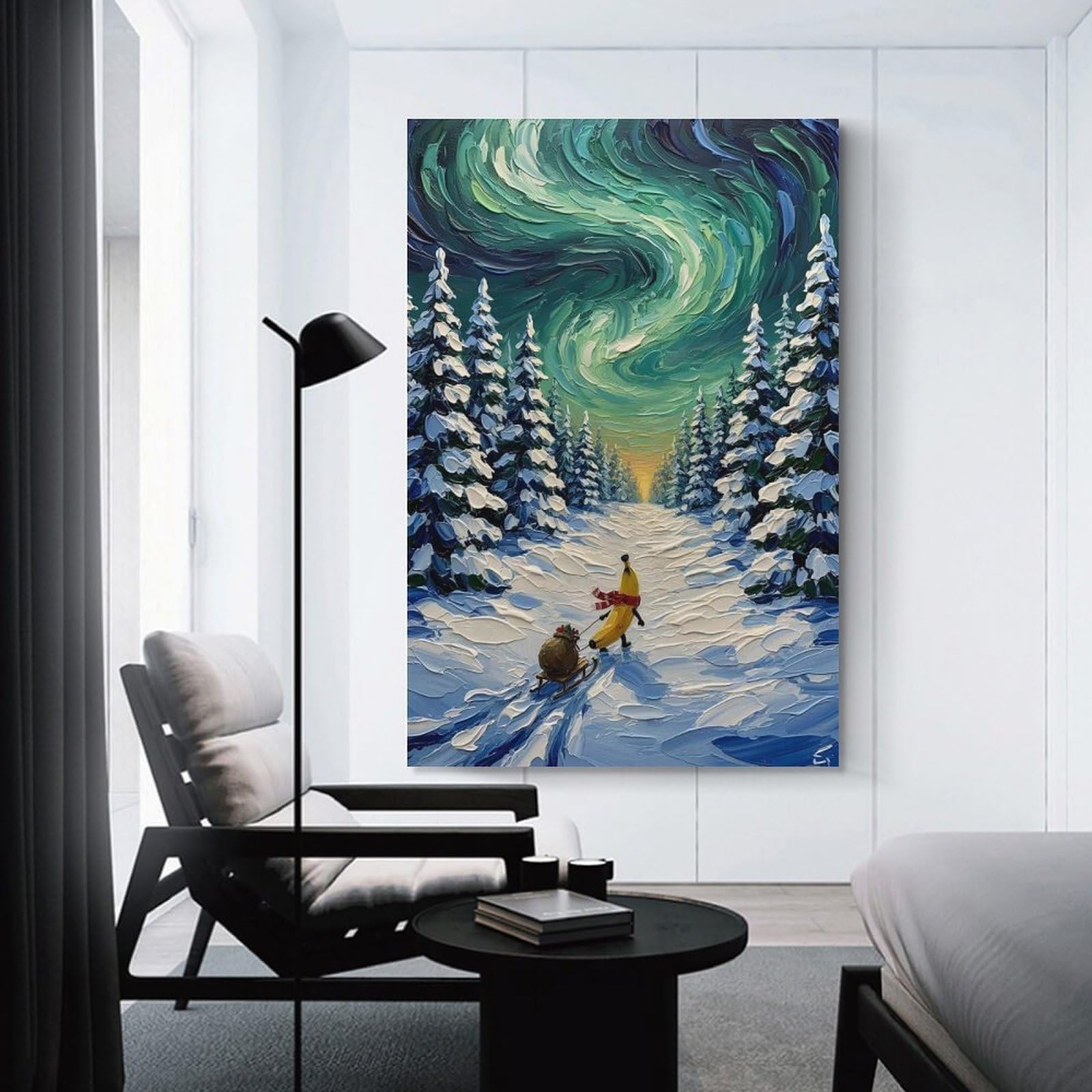 Junmoney Unframe-Style-22 Bananas Winter Journey Home Decor Wall Art 12X18inch(30X45cm), For Bedroom, Guest Room Or Reading Nook, Decorative Wall Art For Cosy Rooms