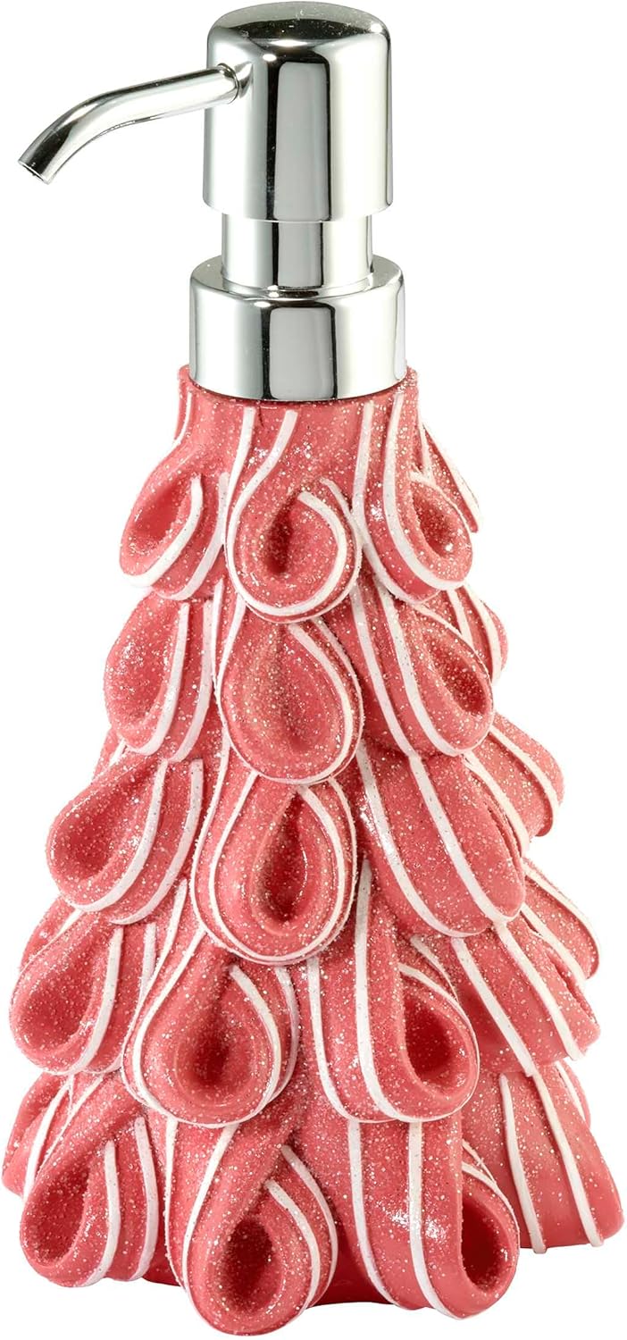 Avanti Linens - Lotion Pump/Soap Dispenser, Durable Hand-Painted Resin, Countertop Accessories, Holiday Home Decor (Ribbon Candy)