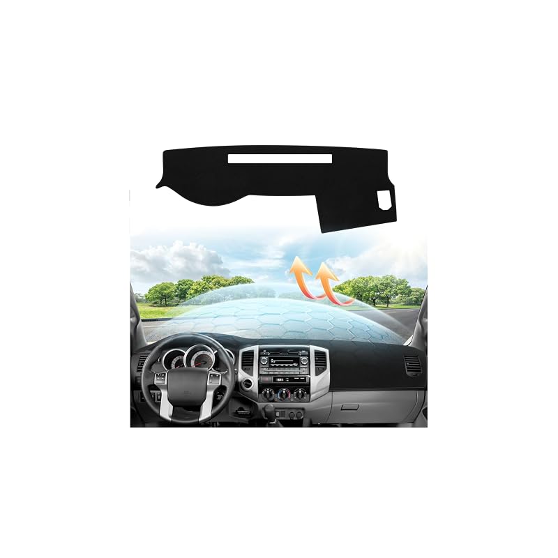 Capa para Painel CARTIST sob medida para Toyota Tacoma 2005–2015, tapete antiderrapante com recortes para ventilação e sensores, preta
