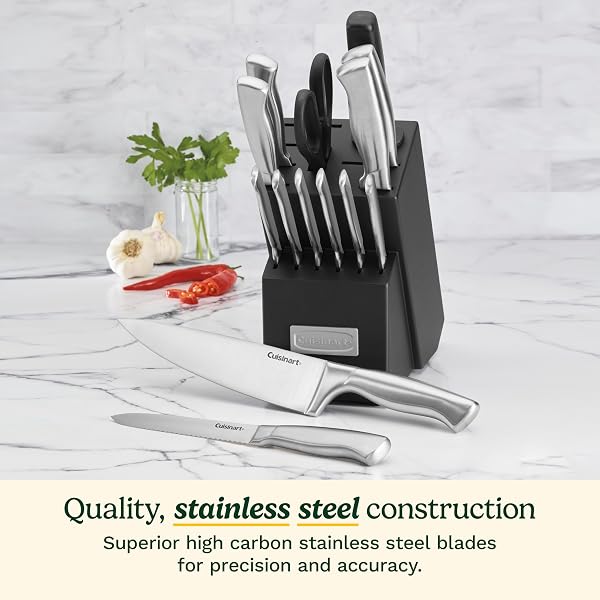 Cuisinart Stainless Steel Hollow Handle 15-Piece Cutlery Block Set, Kitchen Knife Set with Steel Blades for Precise Cutting, Durable Knives with Ergonomic Handles, C77SS-15PK - 2