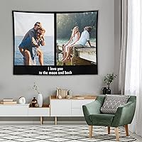 Vista 5 de Tapiz personalizado para cargar imágenes con fotos y textos, tapiz personalizado para colgar en la pared, manta de telón de fondo para decoración