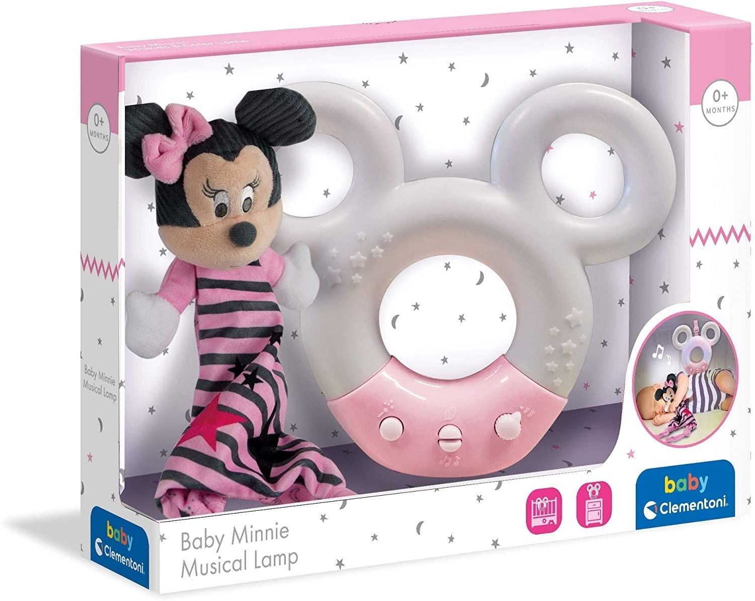 Clementoni - Disney Baby Minnie-Sound & Color Lamp-Night Light, White Sounds and Music, 0 Months+, 17396