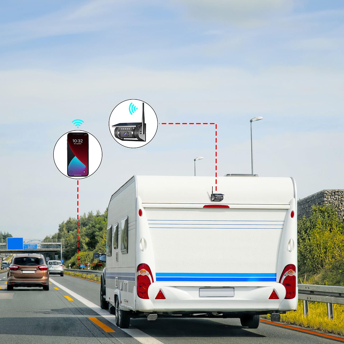 Lescars Auto Kamera: Autarke WLAN-Solar-HD-Rückfahrkamera, Akku, magnetisch, IR-Nachtsicht (Solar Rückfahrkameras, Handy, IP)