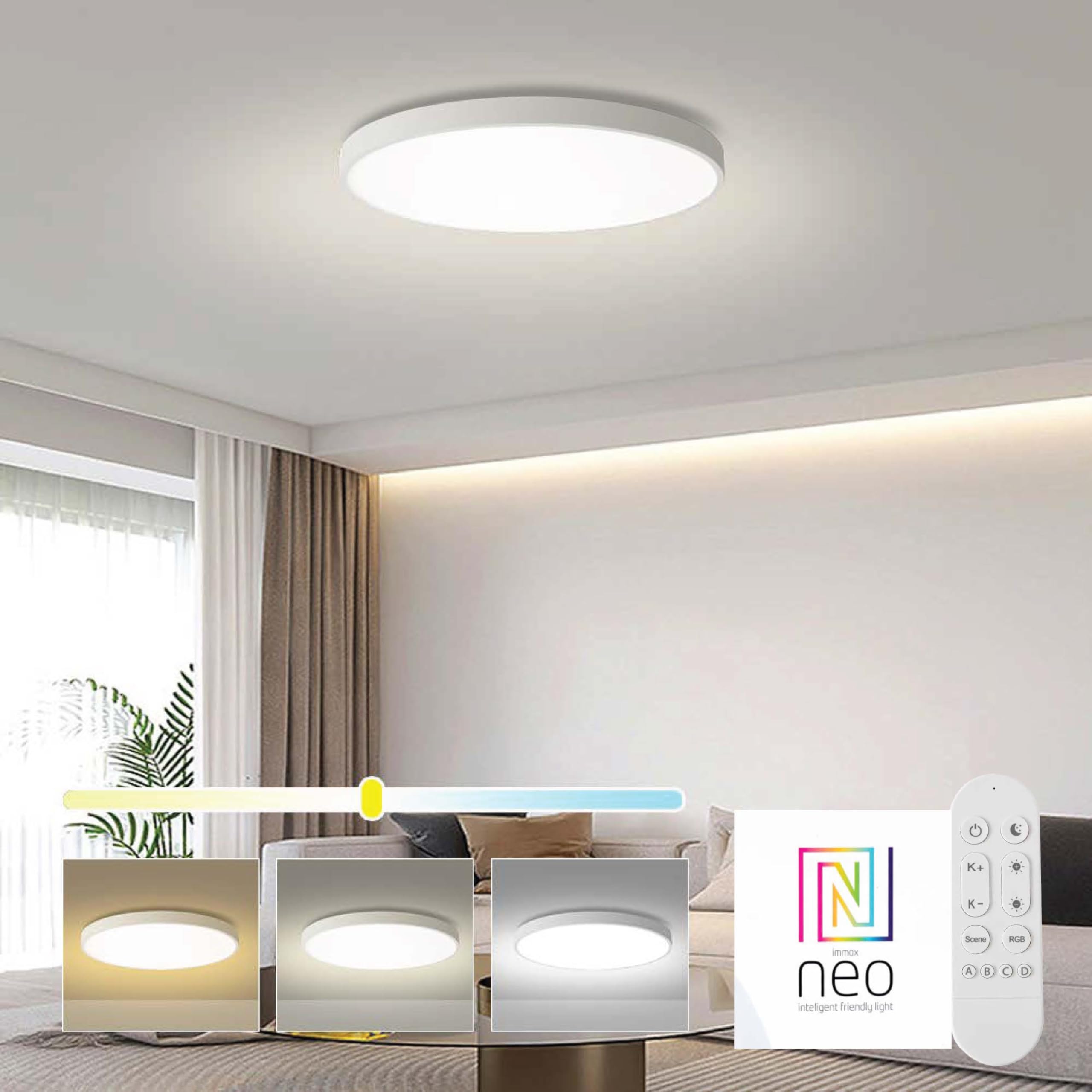 Immax NEO LITE SEMPLIC Smart-Deckenleuchte Tuya WiFi BEACON, 80 cm, 96 W, 6912 lm, weiß