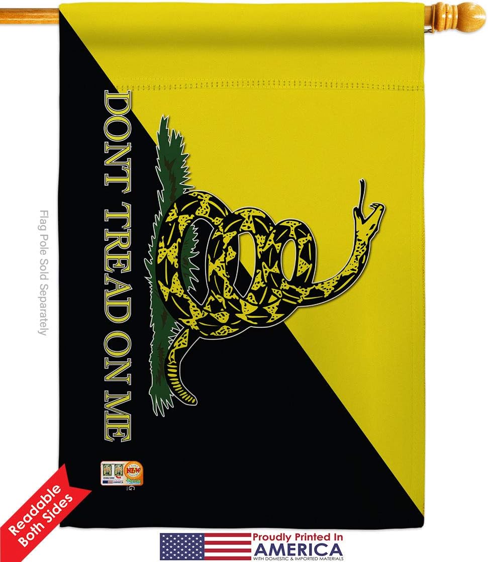 Gadsden Anarcho Capitalist House Flag Dowel Set Americana US Historic July Memorial Veteran Independence United State American Small Decorative Gift Yard Banner Double-Sided Made In USA 28 X 40