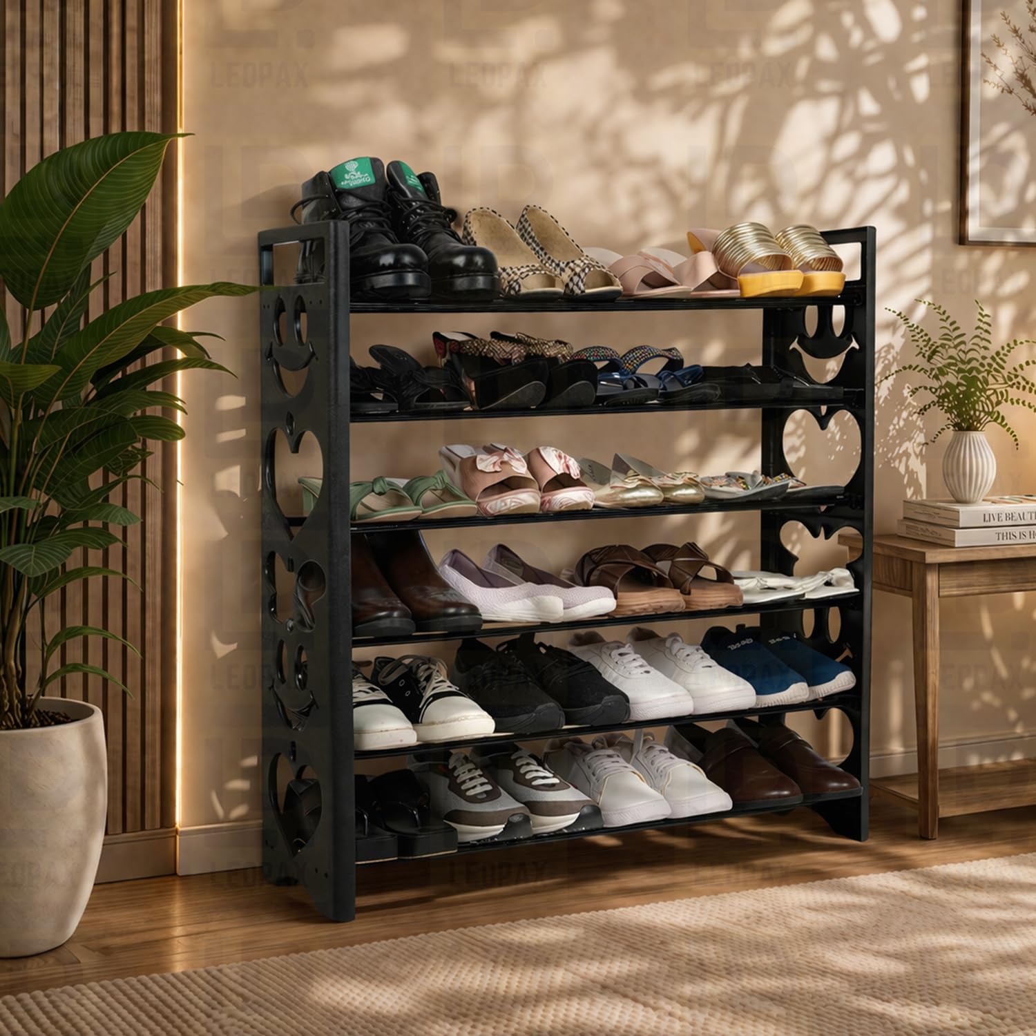 LEOPAX Premium Multipurpose Shoe Rack, 6-Layer Shoe Storage Organizer, Compact Space-Saving Strong & Durable Rack for Entryway, Living Room, Bedroom & Closet - Black-image-47