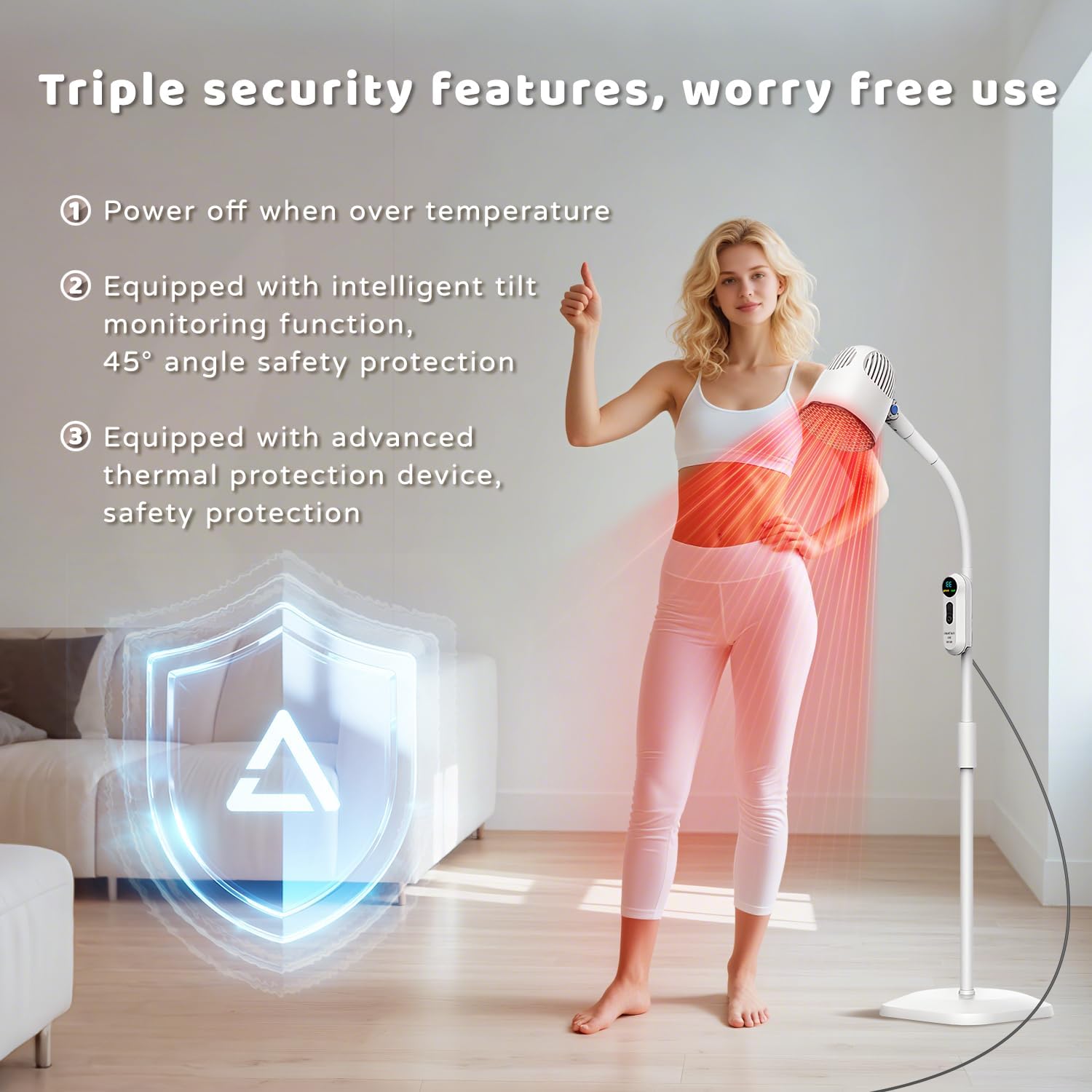 Infrared Red Light Therapy for Body, Featuring Integrated 750nm Red&1500nm Near&2500nm Mid-Infrared Heat Lamp Therapy for Pain Relief, Muscle Relaxation, Skin Smoothing, Suitable for Full-Body Use - Image 6