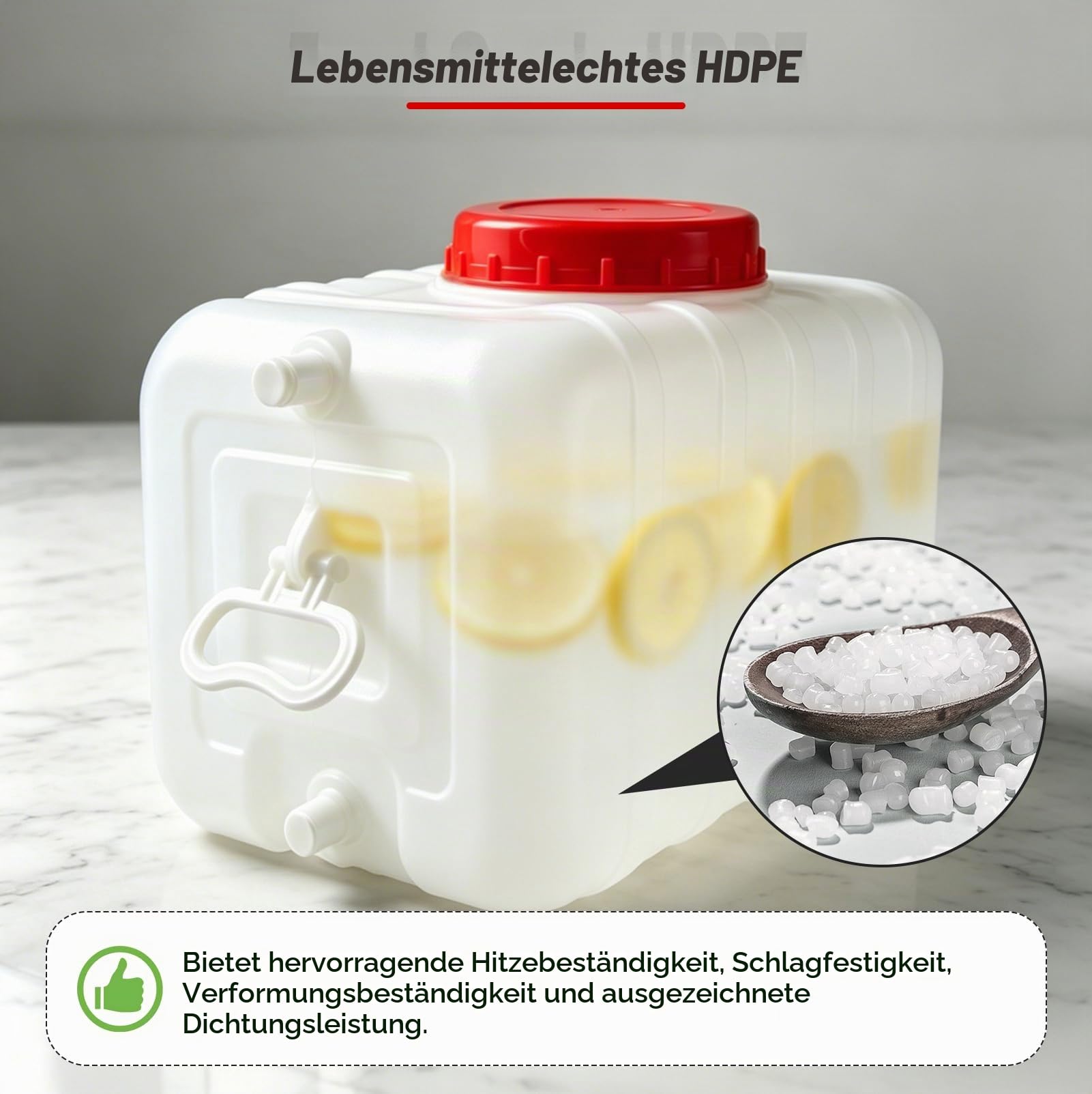 LIROPAU 30L Wassertank, Lebensmittelechter Tragbarer Wasserbehälter mit Wasserhahn, Plastic Container Wassertank für Zuhause, Reisen, Wohnmobile und Notfallvorsorge