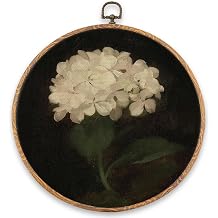 Vintage Hydrangea Wall Art Decor, Vintage Botanical Flower Framed Canvas Prints 10x10 Inch, Aesthetic Nature Round Wall Hanging Artwork Decorations for Gallery Office Bedroom Living Room