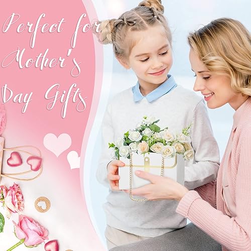 Miniatura 6 de Lincia 24 bolsas de papel de flores para ramos de flores de boda, cajas con asa de cadena, cajas rectangulares para mujeres, San Valentín, amantes