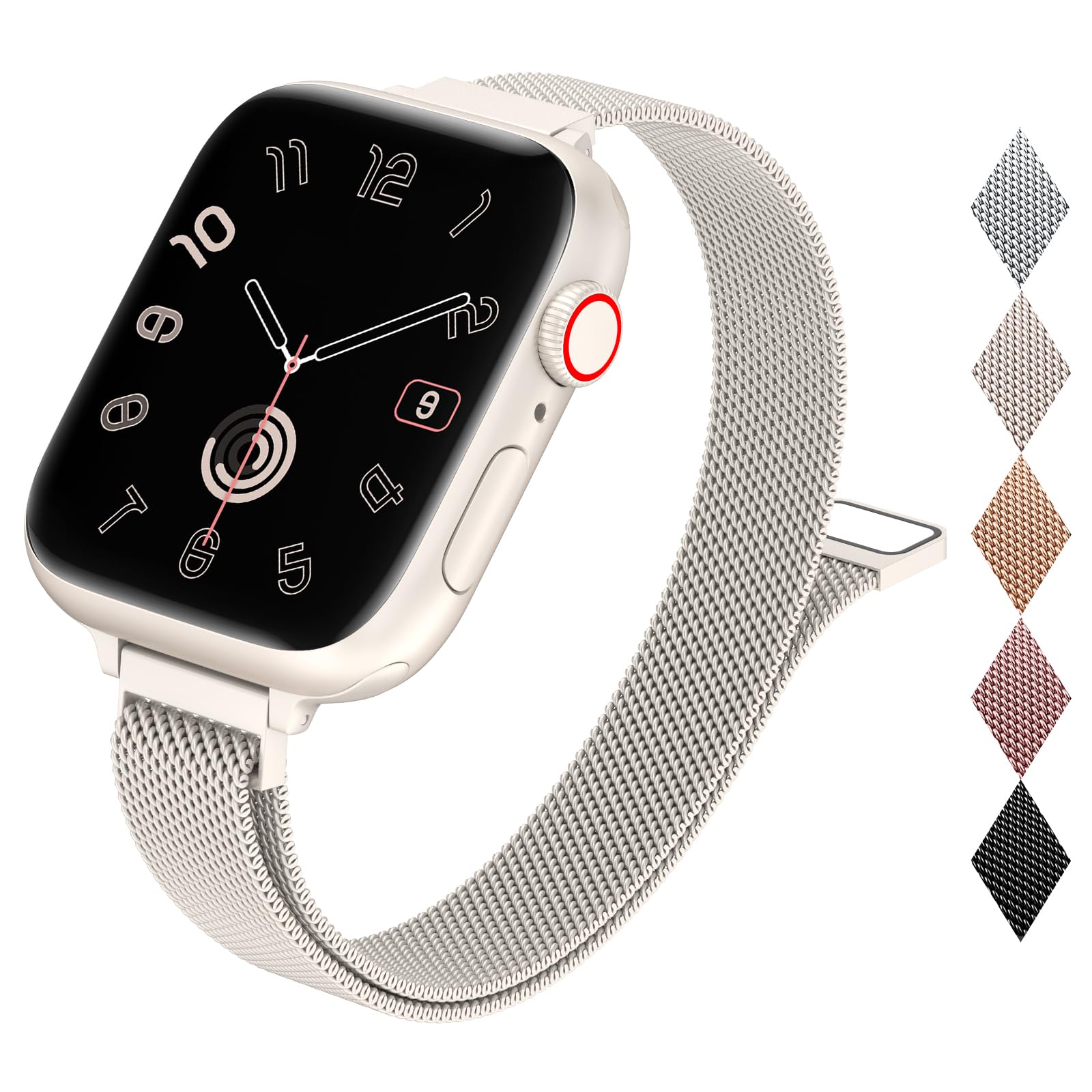 MARGE PLUS Slim Milanese Loop Compatible with Apple Watch Band for women 41mm 40mm 38mm 42mm 46mm 45mm 44mm, Stainless Steel Magnetic Mesh Strap work on iWatch Series 11 10 9 8 7 6 5 4 3 & SE 3 2 1