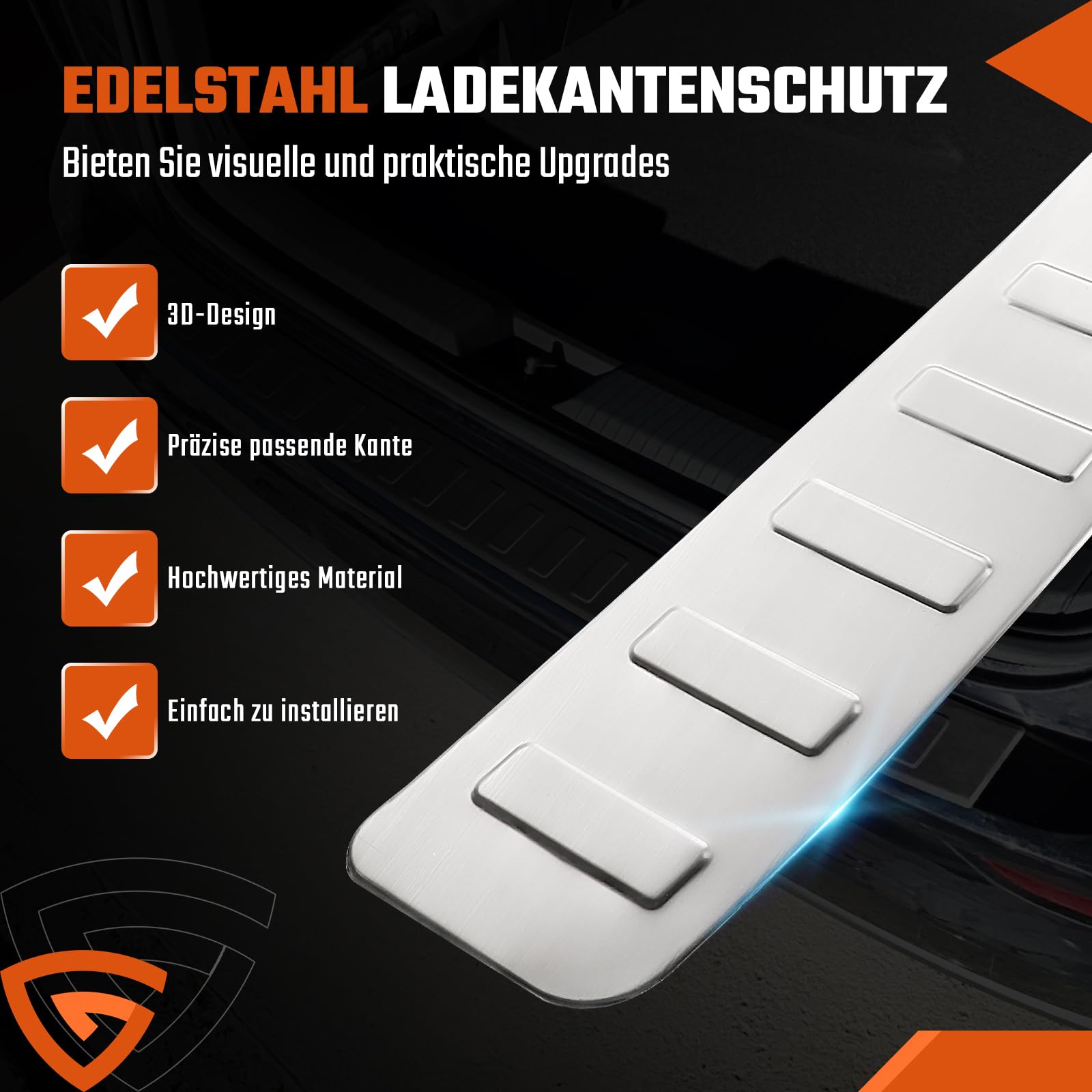 GEARMONSTER Protezione del portellone in acciaio inox compatibile con VW TIGUAN 2 e ALLSPACE 2016-2024