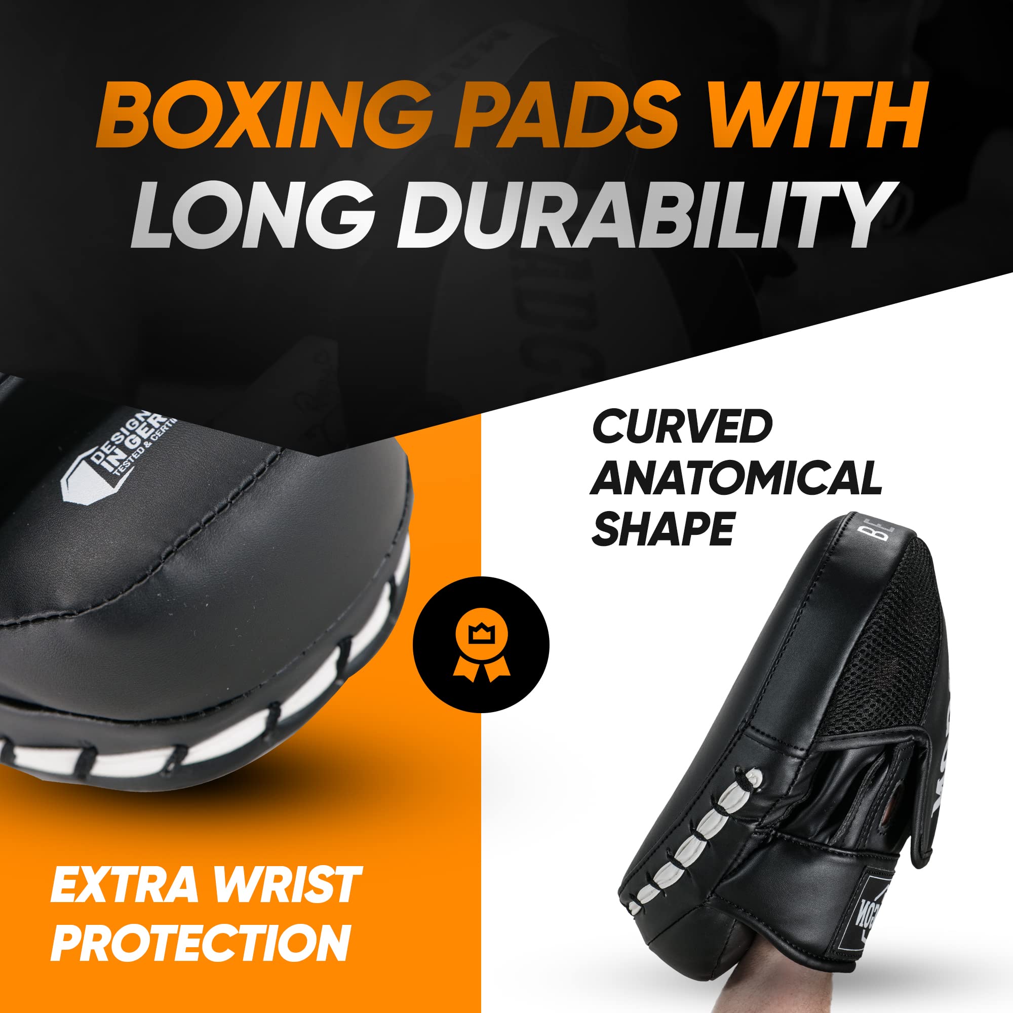 MADGON Colpitori Boxe con Imbottitura di Alta Qualità - Paracolpi Resistenti per Kickboxing e Arti Marziali - Tira Pugni con Assorbimento Ottimale - Attrezzatura per Allenamento - 1 Paio
