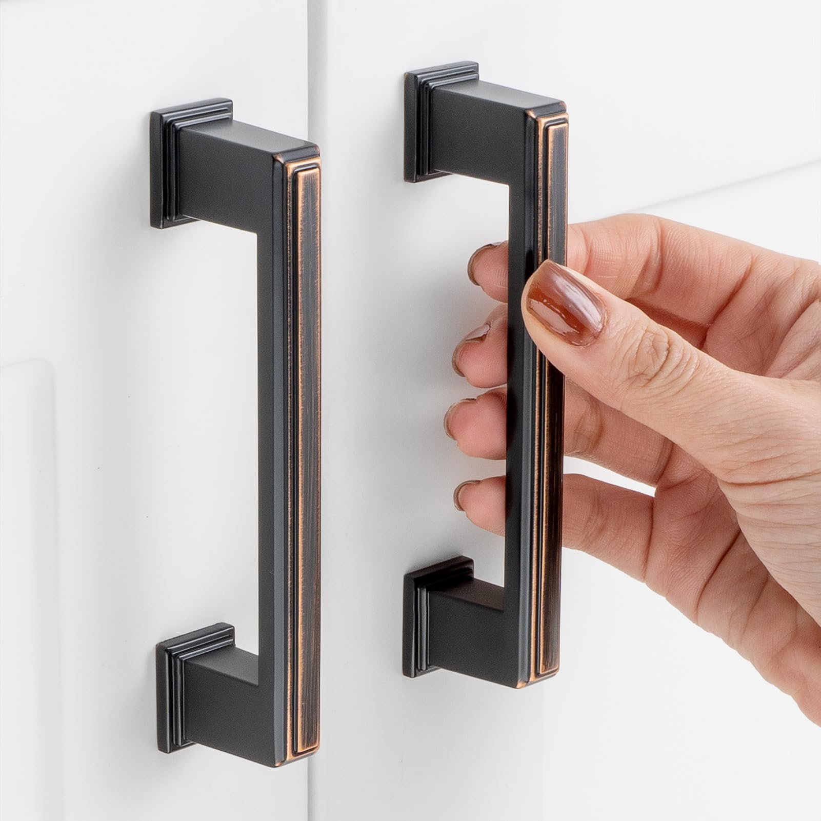 10 Pack 3-3/4 Inch Hole Centers, Oil Rubbed Bronze Cabinet Pulls Brushed Bronze Cabinet Handles Bronze Kitchen Hardware for Cabinets ZP2206 Drawer Bedroom Dresser Bathroom Vanity Cupboard