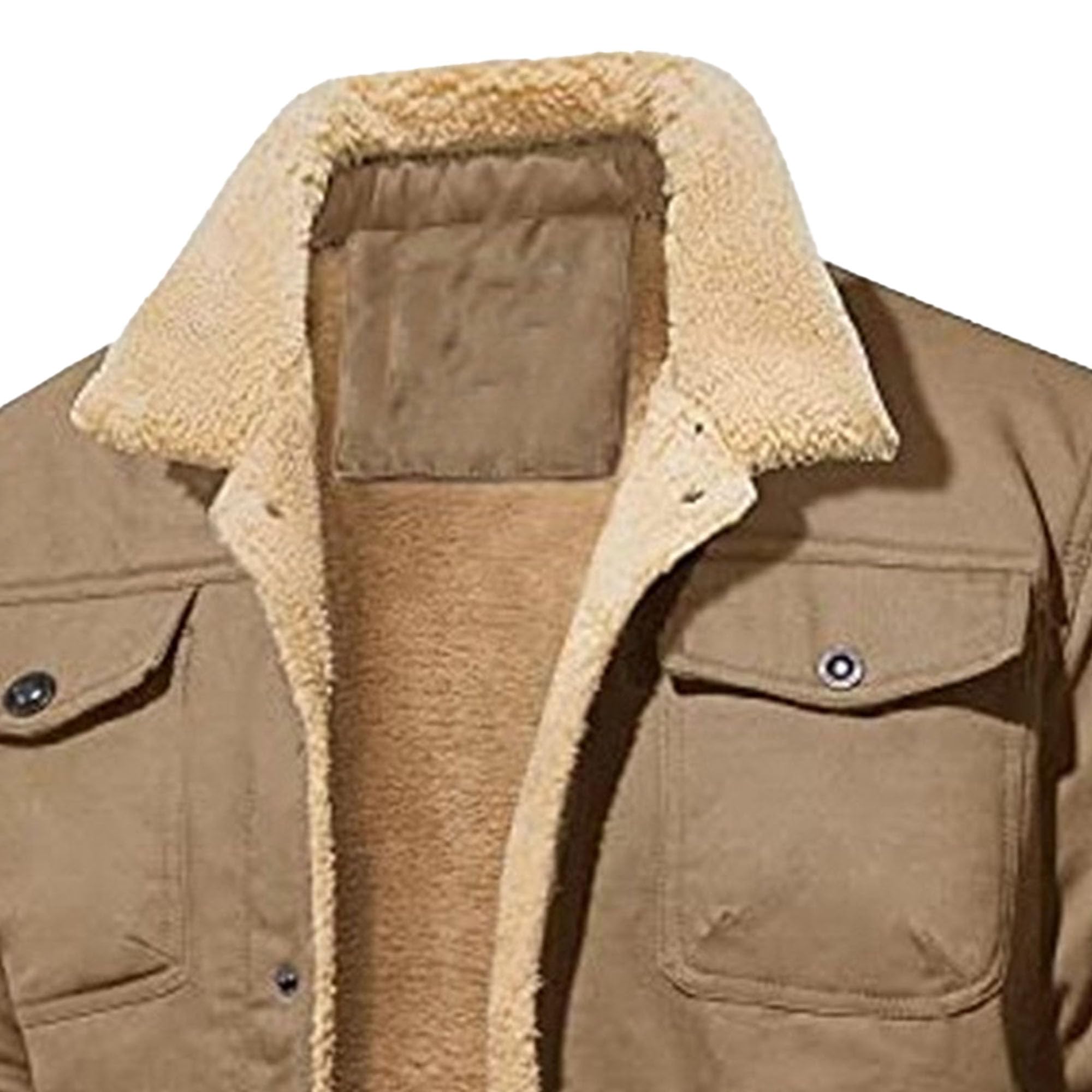 Abrigo de invierno con forro de sherpa para hombre, abrigo cargo con solapa gruesa y cálida