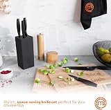 MasterChef Knife Set with Block, 5 Kitchen Knives with Holder, Black - 3