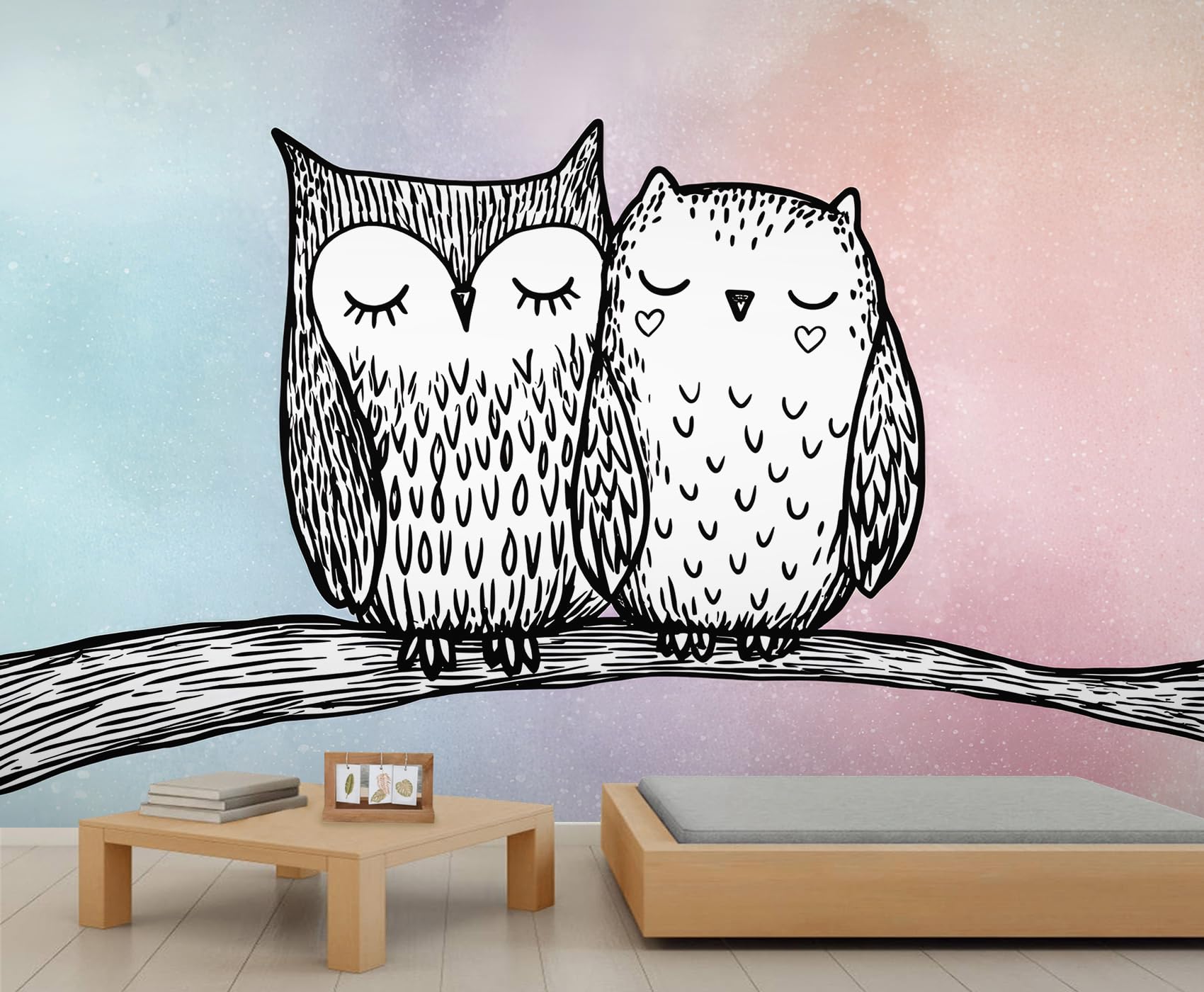 Couple Owls Wallpaper Kids Cute Wall Murals for Living Room Cartoon Owls Wallpaper Bedroom Decorative Room Mural Poster 390 X 260 cm