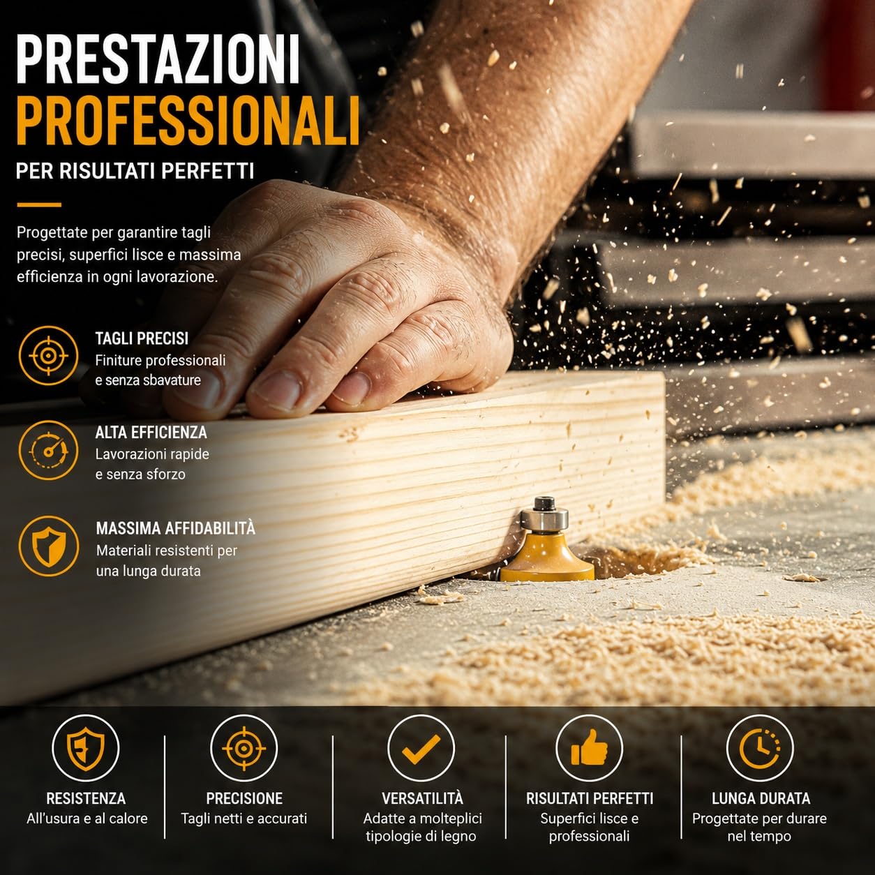 Topolenashop Set 35 Frese per Legno con Codolo 6 mm – Kit Frese per Fresatrice Verticale e Rifilatore, Frese Professionali per Scanalare, Rifilare, Sagomare e Decorare con Valigetta | 610113