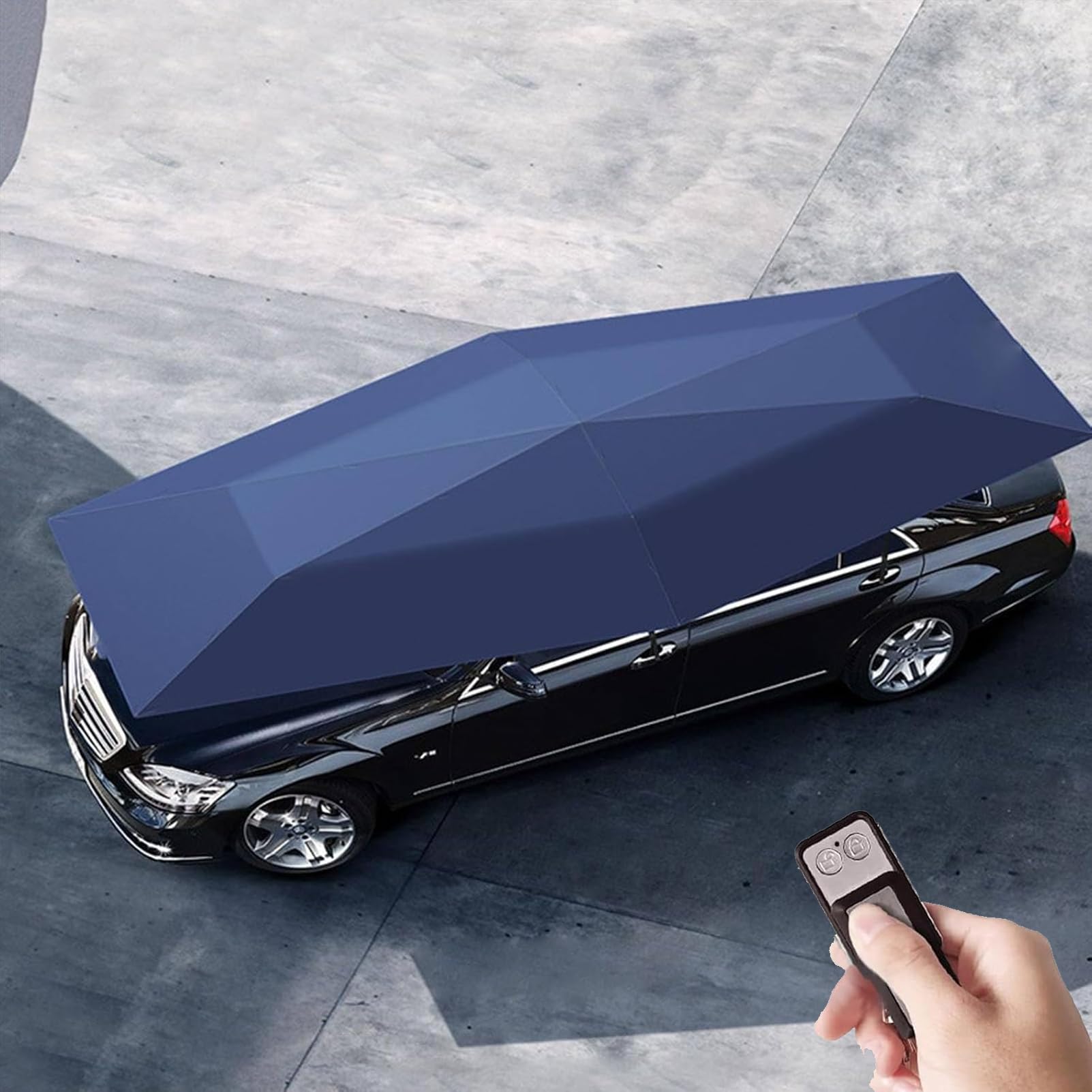 Ombrello Copri Auto Completamente Automatico con Telecomando, per Esterno Portatile,Tenda da Tetto Mantiene Fresco Il Tuo Veicolo, Tenda da Sole per Tetto Auto per la Maggior Parte. 4.5*2.3m-Blue