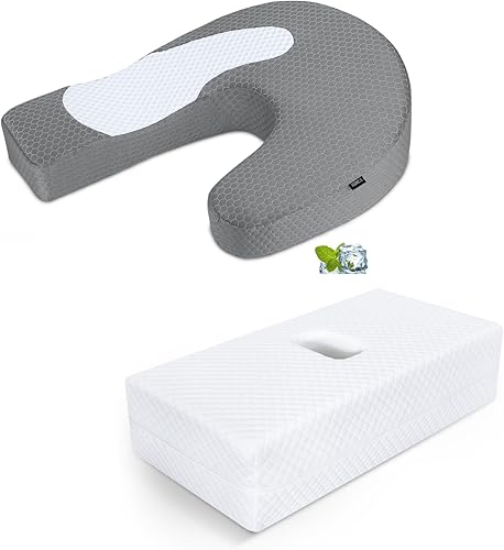 HOMCA Almohada de cubo  Almohada cúbica de espuma viscoelástica (24 x 12 x 5.9 pulgadas) para personas que duermen de lado, soporte de cabeza y