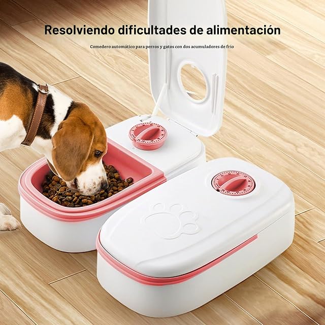 Foto 3 de 7 de Comedero automático para gatos, 2 comidas, comida para gatos, con temporizador de 48 horas, 700 ml