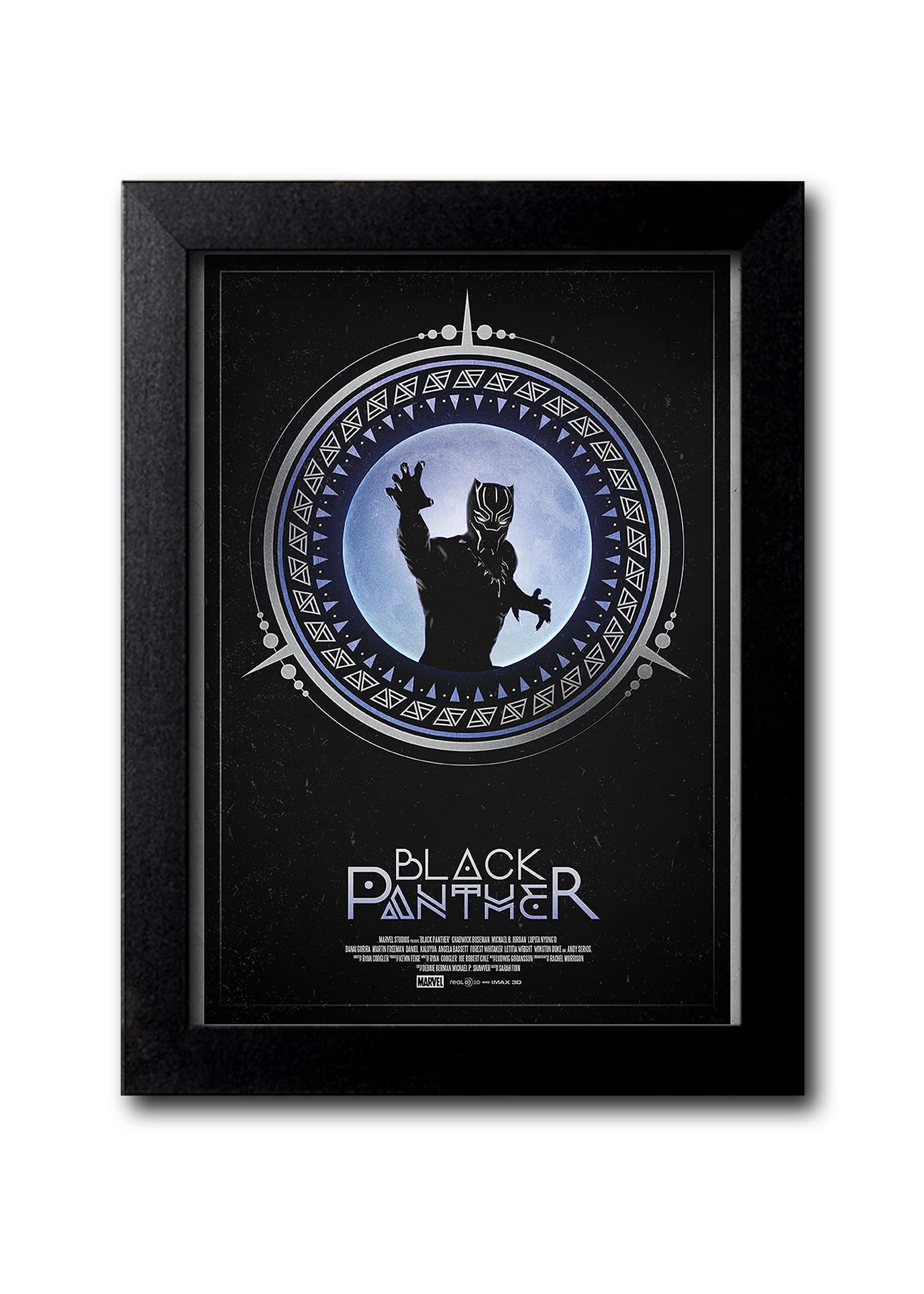 Blue Nexus Black Panther Wakanda Forever Superhero Wall Poster with Wall Frame and Stickers Room Art Painting Collection (Multicolour, M)_BNWPC776