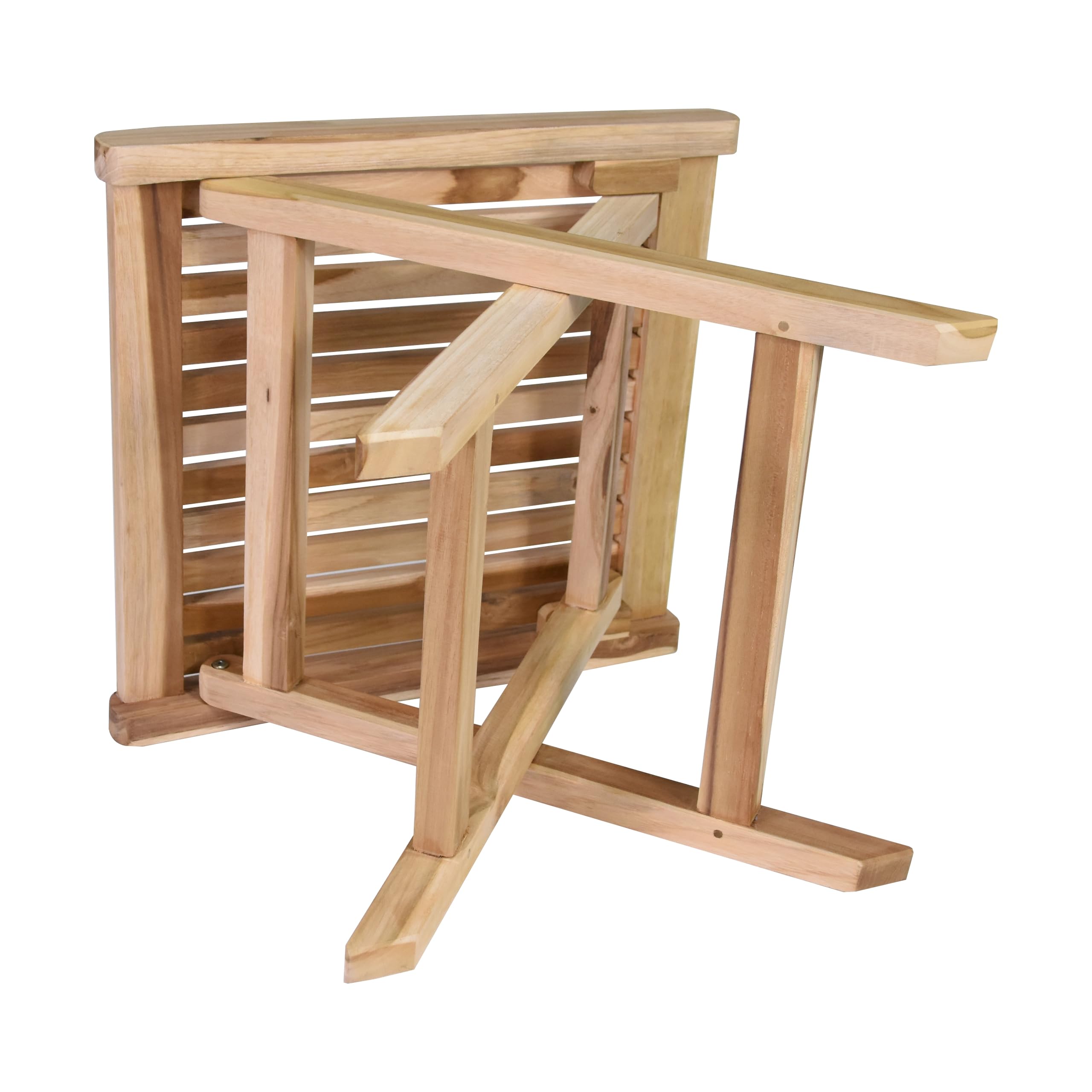 Divero Klapp-Hocker MASIRA aus Teak Holz unbehandelt - Farbe: Natur-Braun