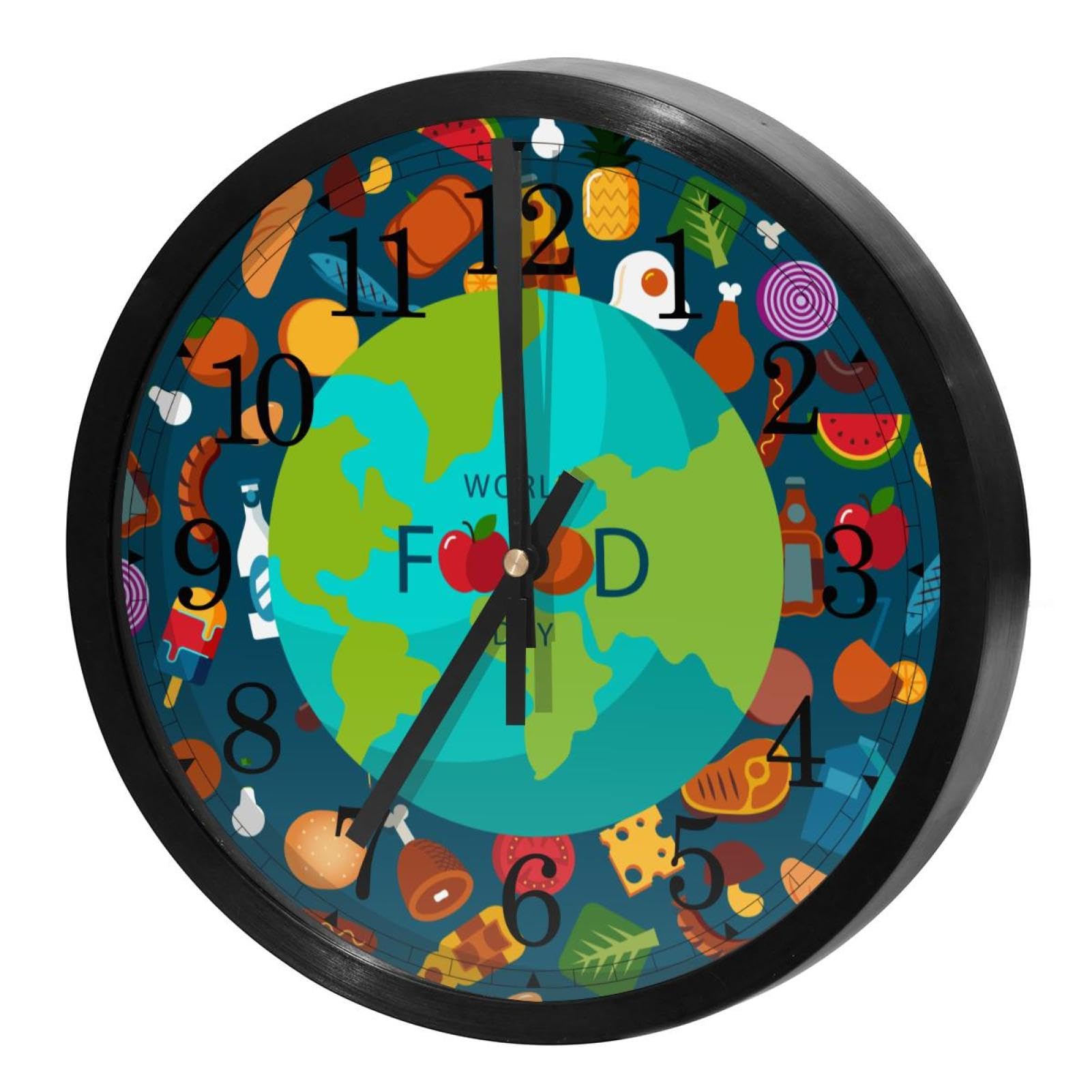 Horloge murale silencieuse pour cuisine et maison motif alimentation saine
