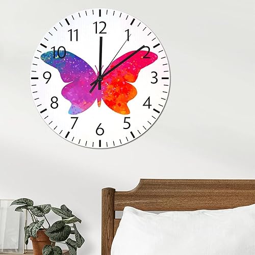Miniatura 53 de ArogGeld Reloj de pared de PVC con mariposa multicolor, relojes con números para amantes de la mariposa, silencioso, sin tictac, funciona